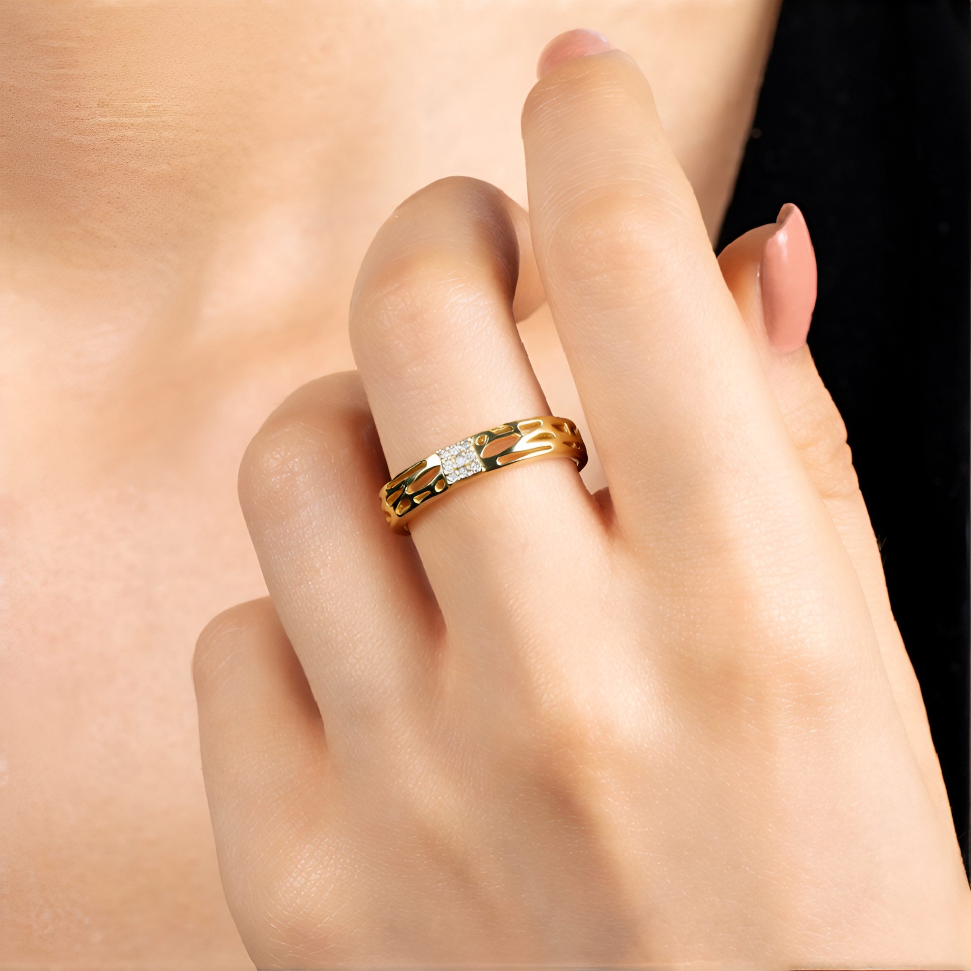 Cavill Diamantring Champagner-Diamant-Goldring, 375 Gold (1-tlg)