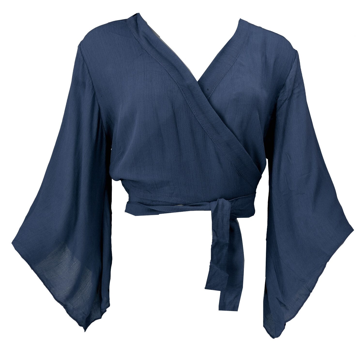 Guru-Shop Longbluse Kurztop, Boho Blusentop, Wickeltop, Wickelbluse.. alternative Bekleidung