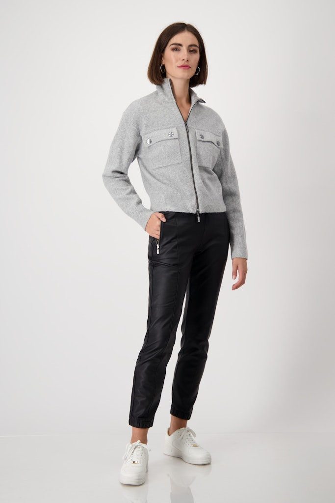 Monari 2-in-1-Hose Jogpants in Lederoptik schwarz günstig online kaufen
