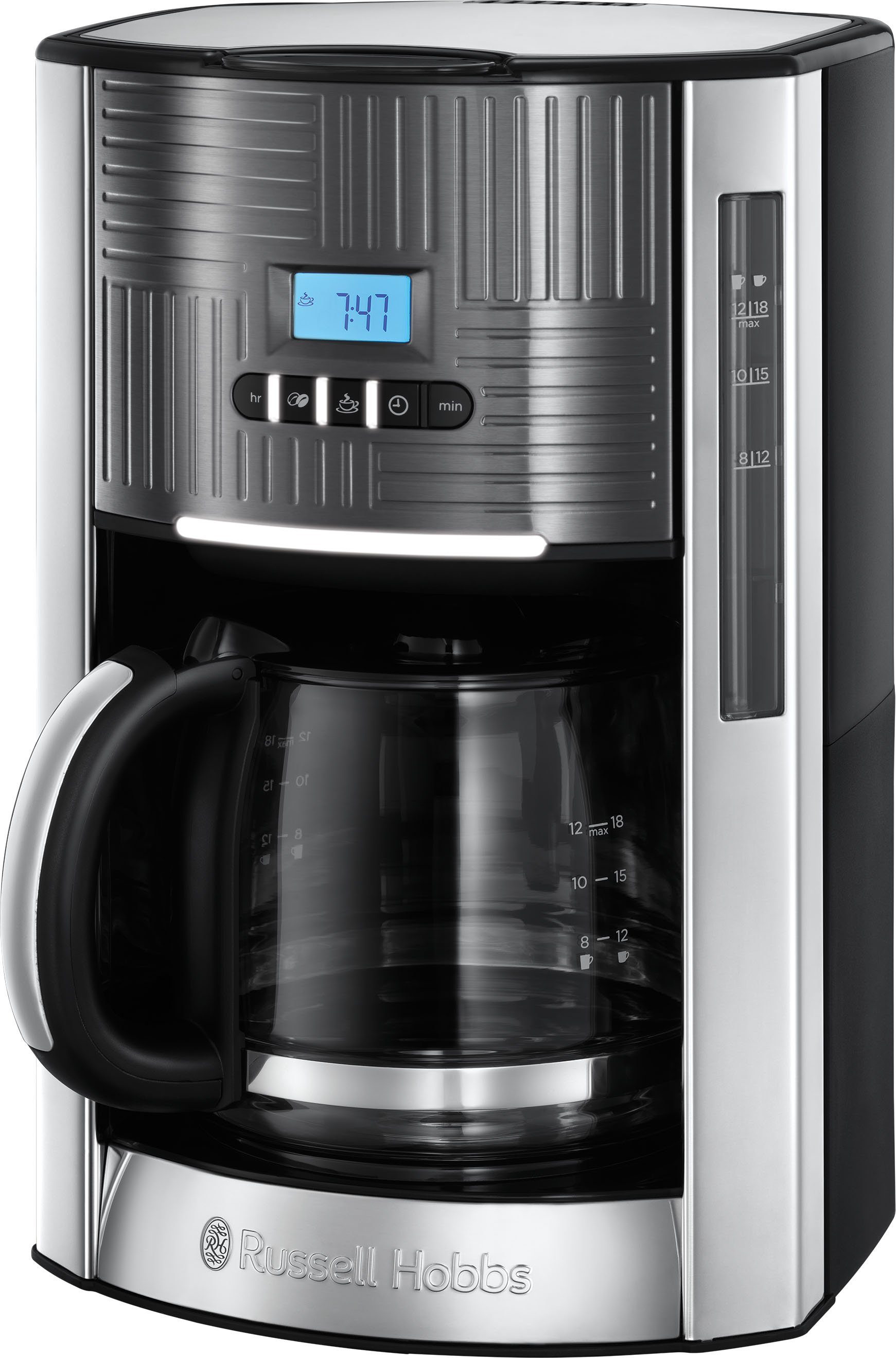 Extrem günstige Rabattpreise RUSSELL HOBBS Filterkaffeemaschine 1,5l Steel 25270-56, 1x4 Papierfilter Kaffeekanne, Geo