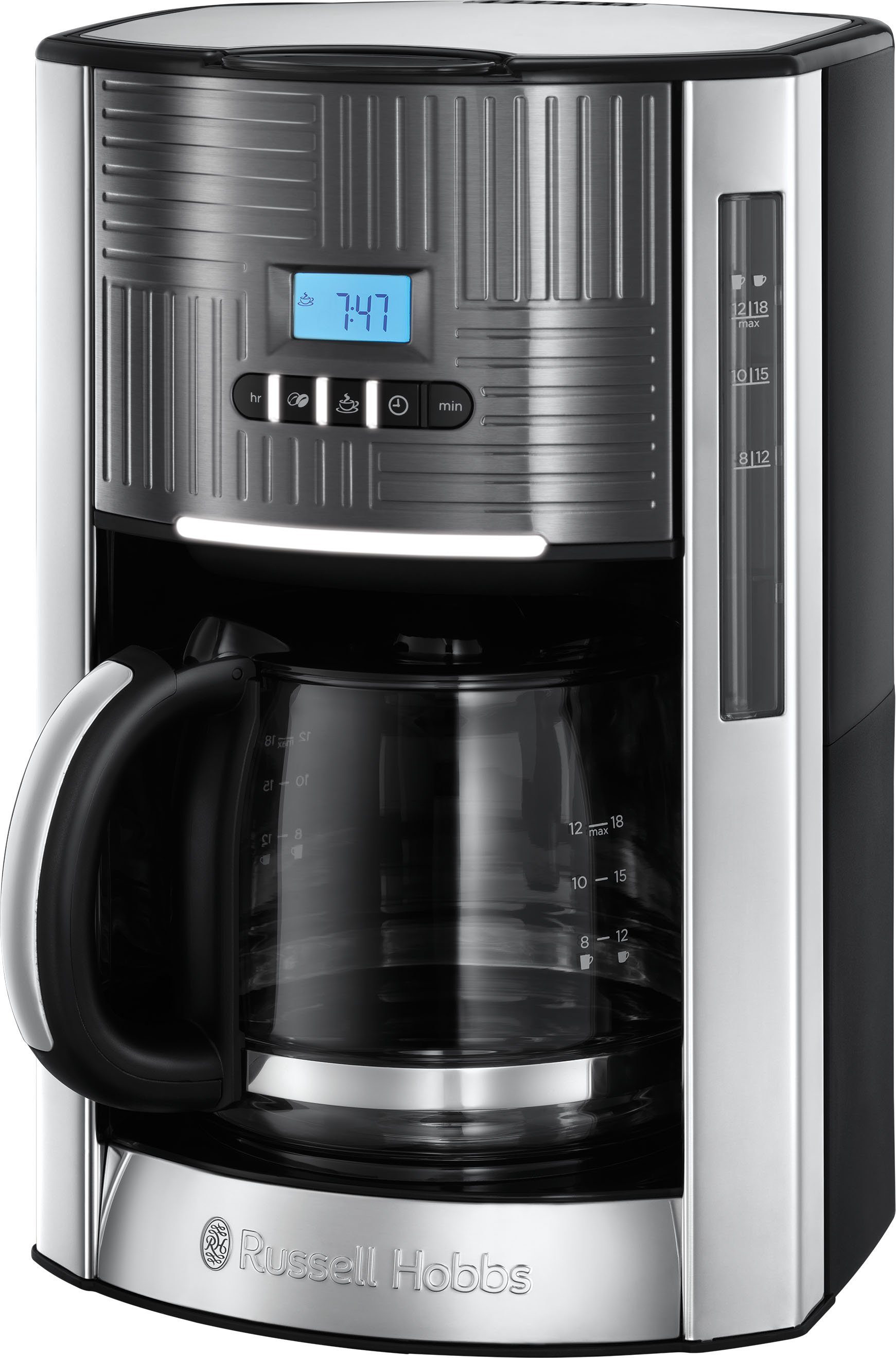 RUSSELL HOBBS Filterkaffeemaschine Geo Steel 25270-56, 1,5l Kaffeekanne, Papierfilter  1x4, Digitales Bedienelement mit Timer, Brühstärkeneinstellung