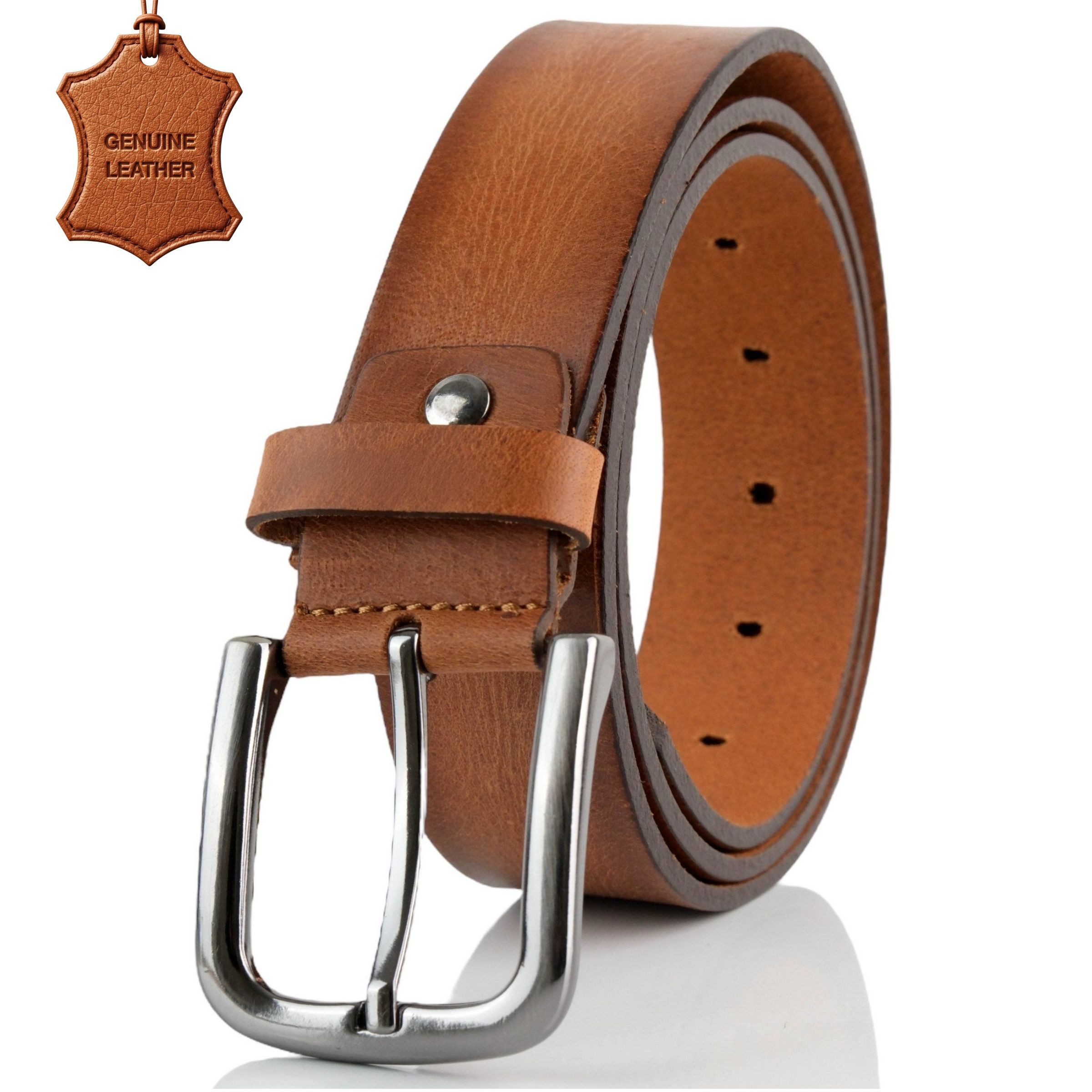 herémood Ledergürtel Gürtel Herren 4 cm breit Ledergürtel Jeans Premium Weihnachtsgeschenke (100 % Echtleder Gürtel handgefertigt, hochwertig verarbeitet, kürzbar, 1-St., Cognac 130 cm – 4 cm breit – echtes, robustes Büffelleder, langlebig) Ledergürtel Herren Cognac – robust & edel, ideales Herrengeschenk