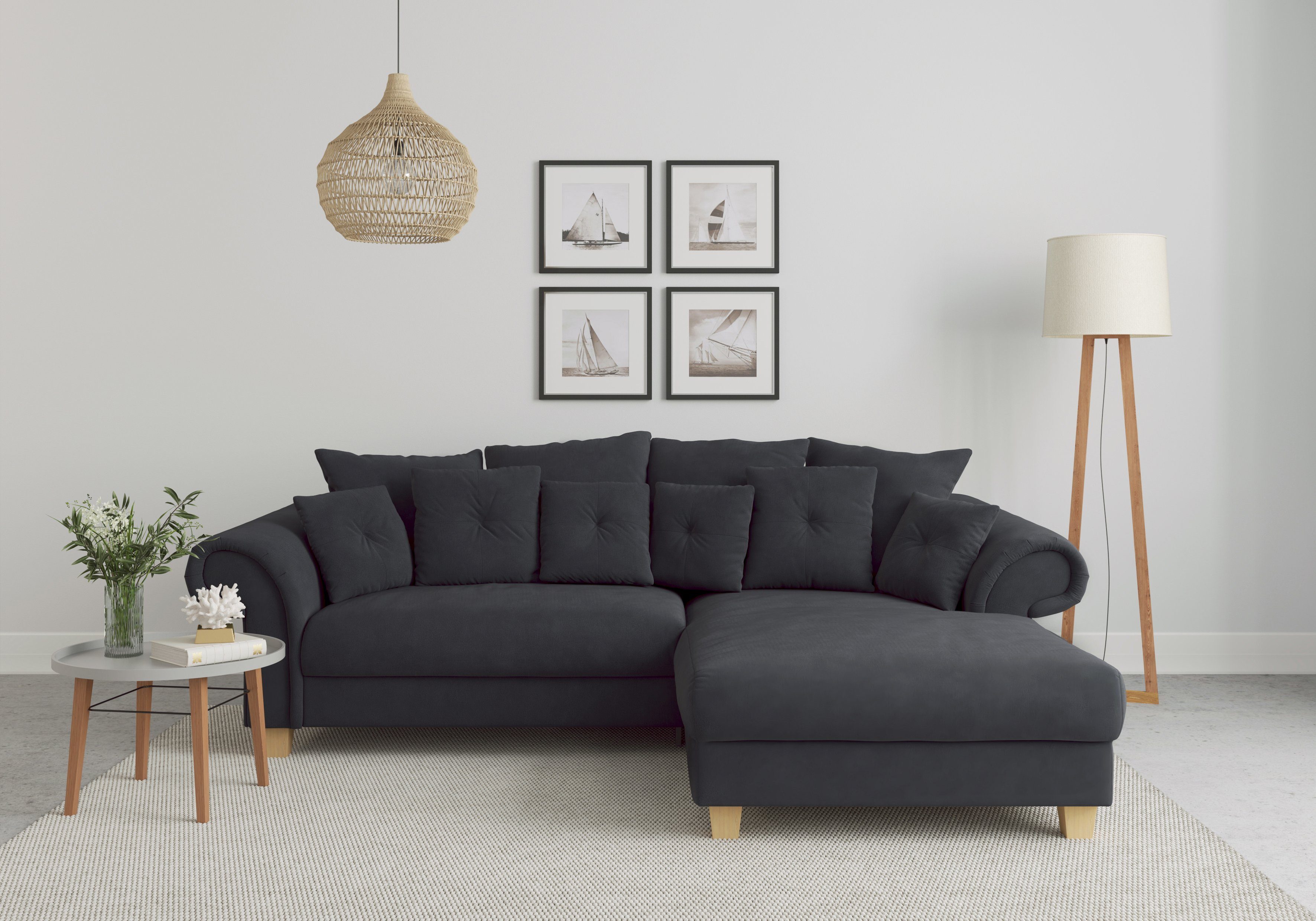 zeitloses affaire loser Design, Zierkissen Home Ecksofa, Rücken-und 2 Teile, Ecksofa Sitzkomfort, inklusive Queenie