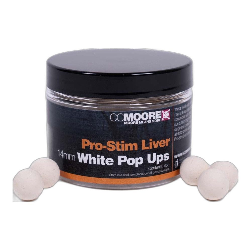 CC Moore Fischboilies Pro-Stim Liver White Pop Ups 14mm