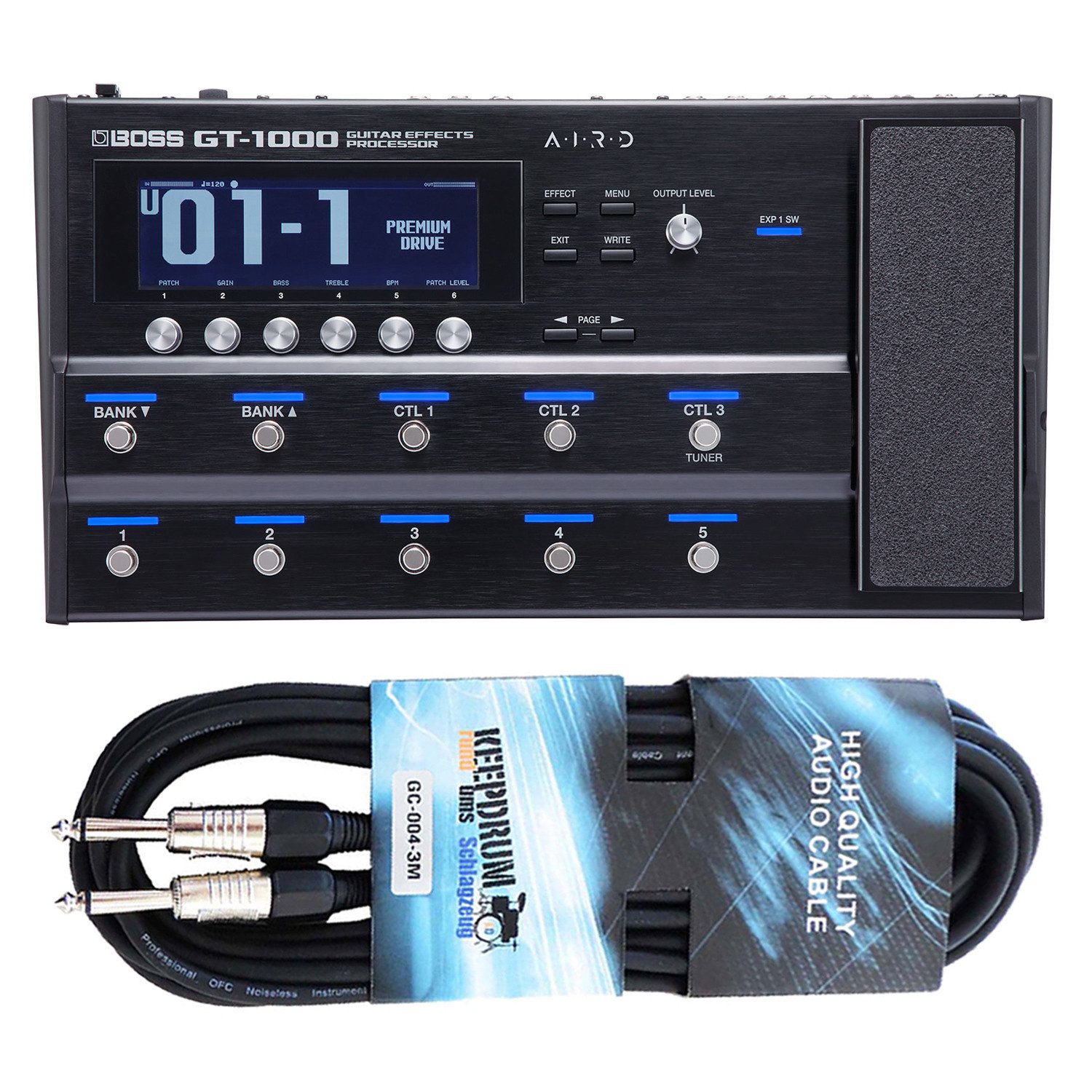 Boss by Roland E-Gitarre Boss Effektgerät GT-1000 Multi-Effektpedal mit Kabel, Effektgerät, Multi, Effektpedal, Inkl keepdrum Kabel
