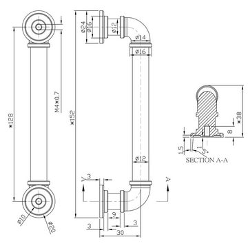 SO-TECH® Möbelgriff Bügelgriff TUBEOS schwarz BA 128 - 320 mm - incl. Schrauben, incl. Schrauben
