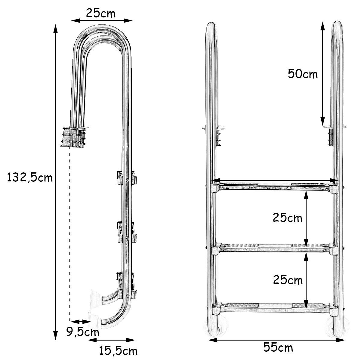COSTWAY Poolleiter 3 stufig Pooltreppe, 132 günstig online kaufen