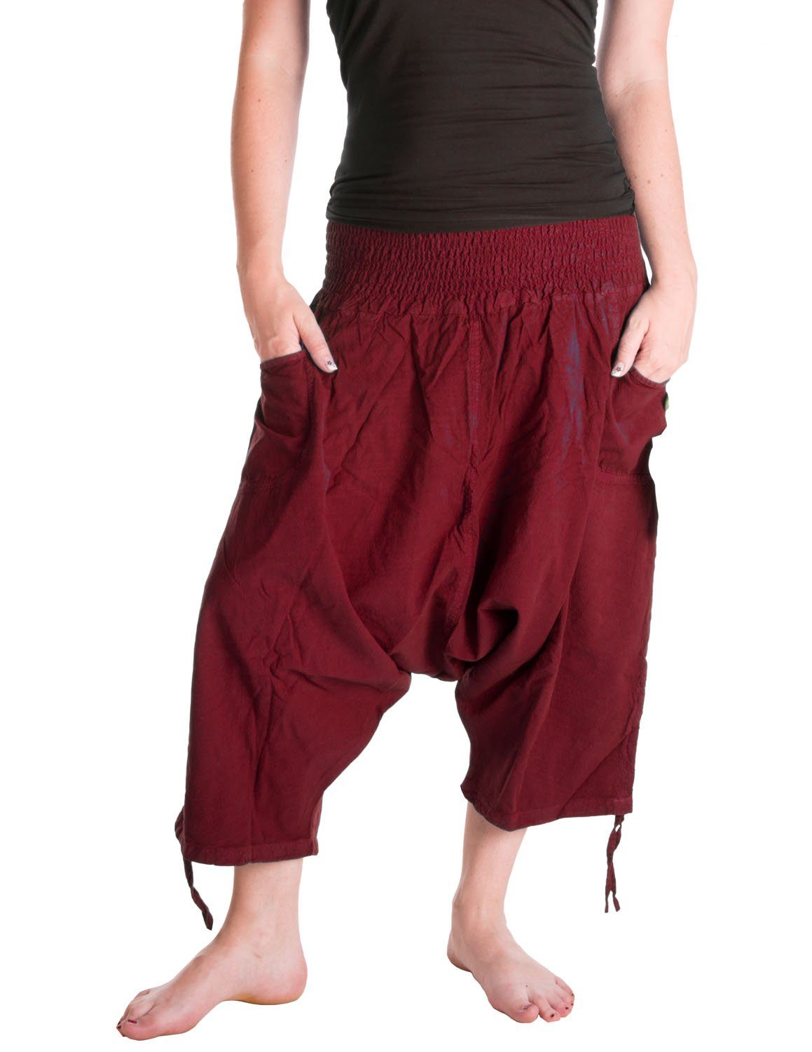 Weite Weites Goa Vishes Haremshose, Hose dehnbund Extra Haremshose Schlupfhose Bein Style Flatterhose, dunkelrot