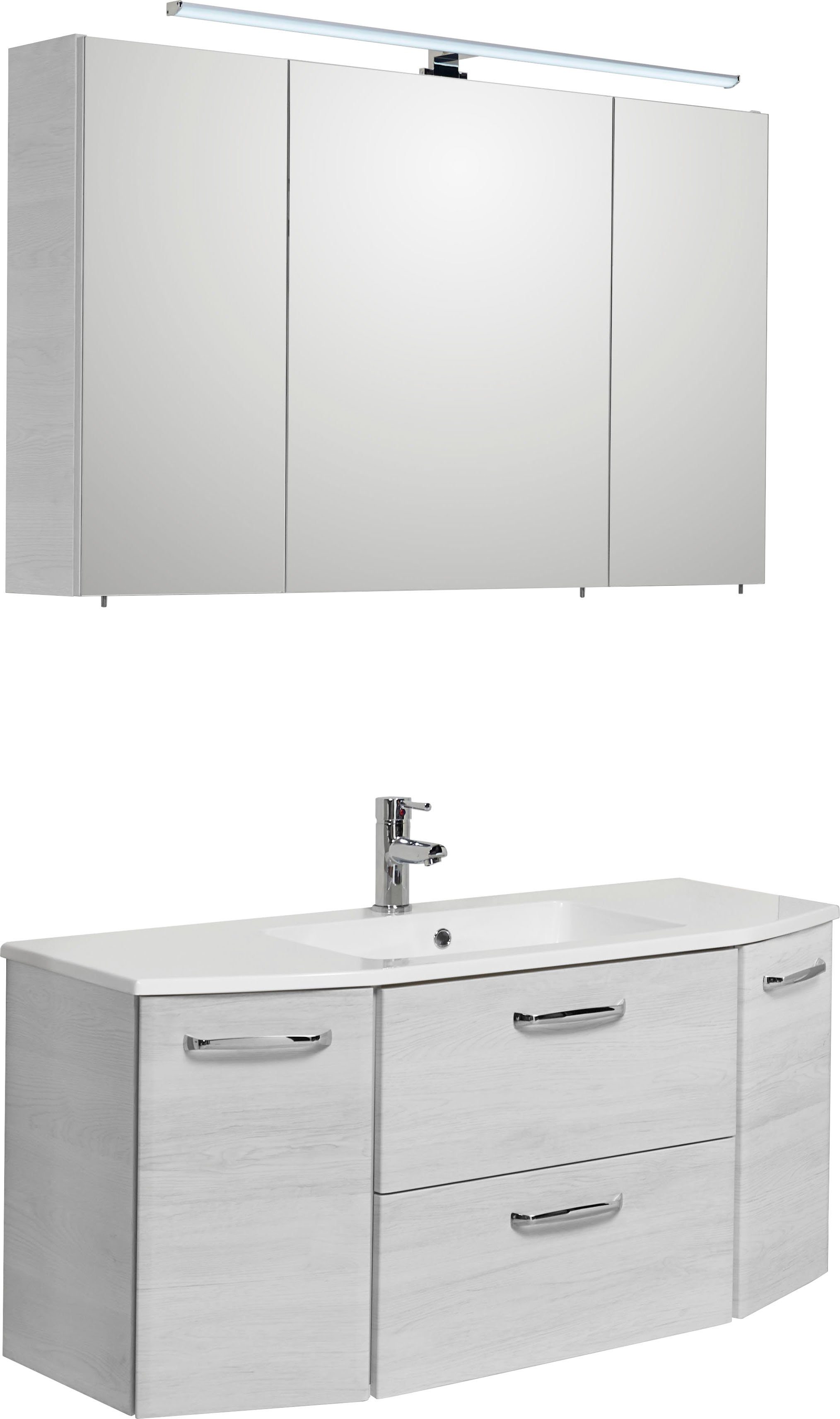 Saphir Badmöbel-Set Quickset 2-teilig, Mineralmarmor-Waschtisch mit LED-Spi günstig online kaufen