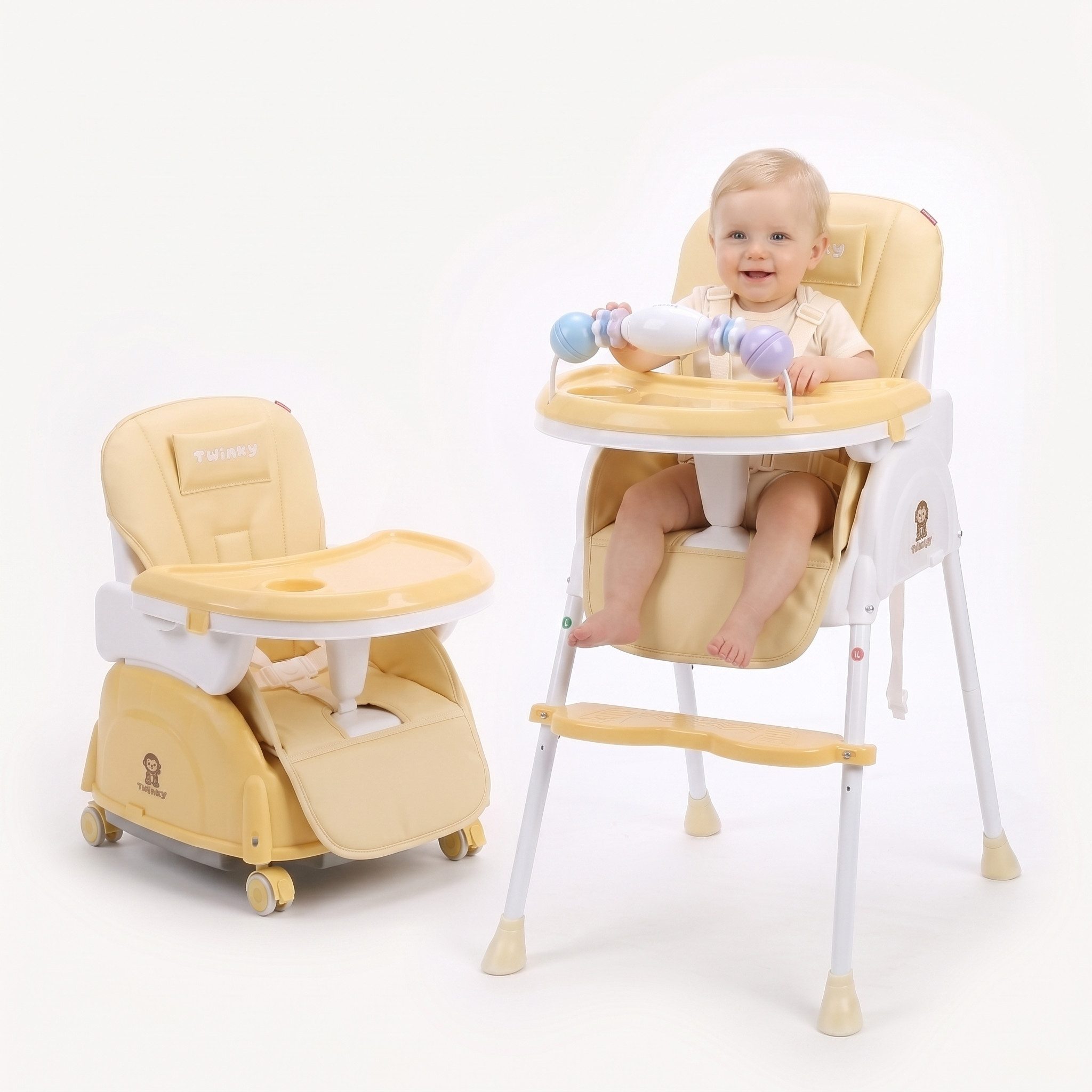 TWINKY Kinderklappstuhl Kinder-Esstuhl, 2 in 1 Hochstuhl baby, Kinderklappstuhl, 3 in 1