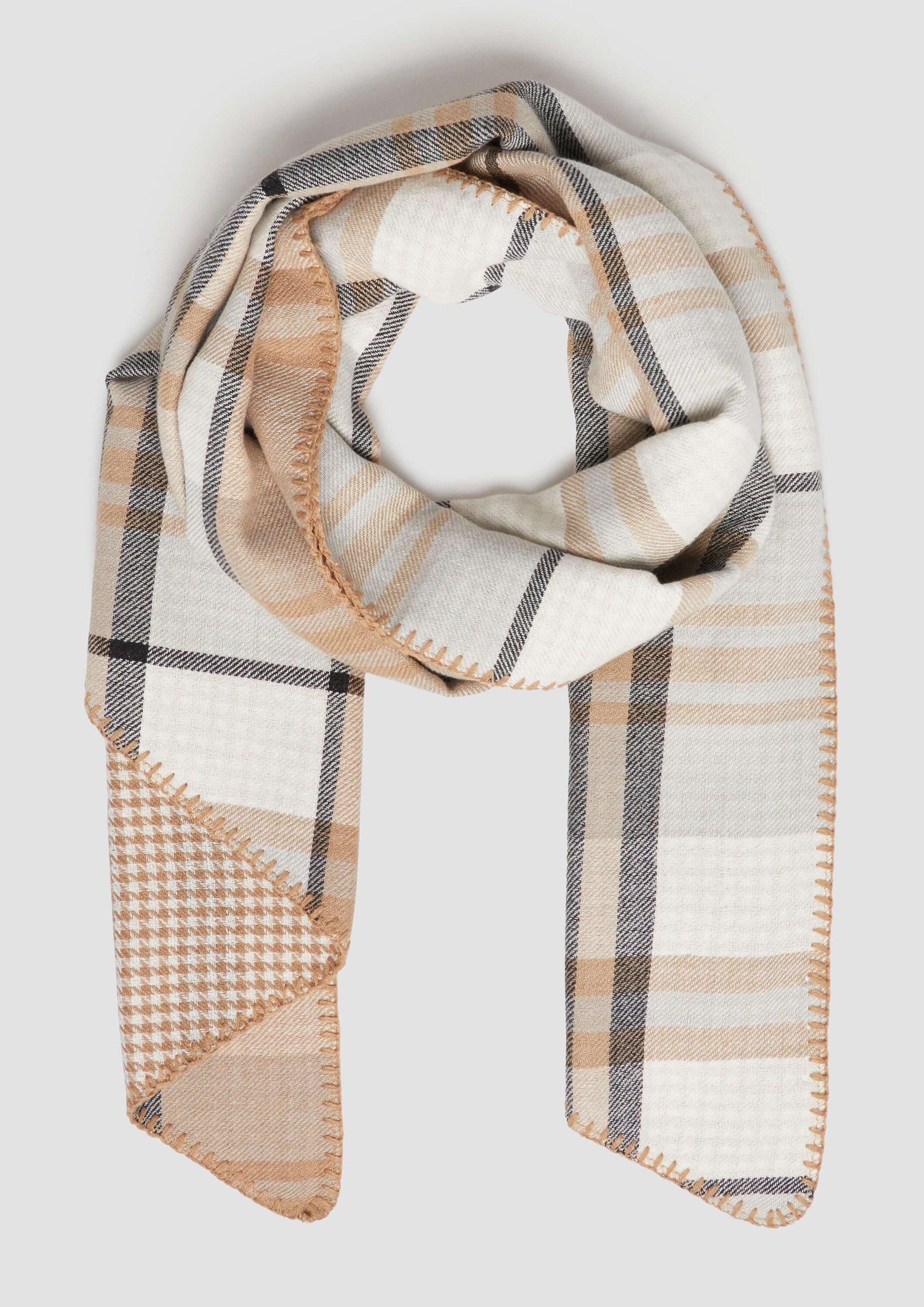 s.Oliver Schal Tuch, Geschrägter Wendeschal mit Karo- und Hahnentritt-Muste günstig online kaufen