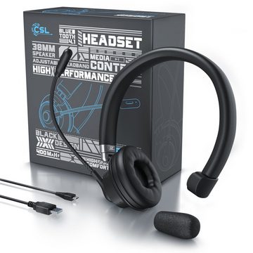 CSL Wireless-Headset (Multipoint; freisprechen; für Auto, LKW, Computer, VoIP, Call Center & Handys, Bluetooth 4.1, Kopfhörer mit flexiblem hochklappbarem Mikrofon, kabellos, leicht)