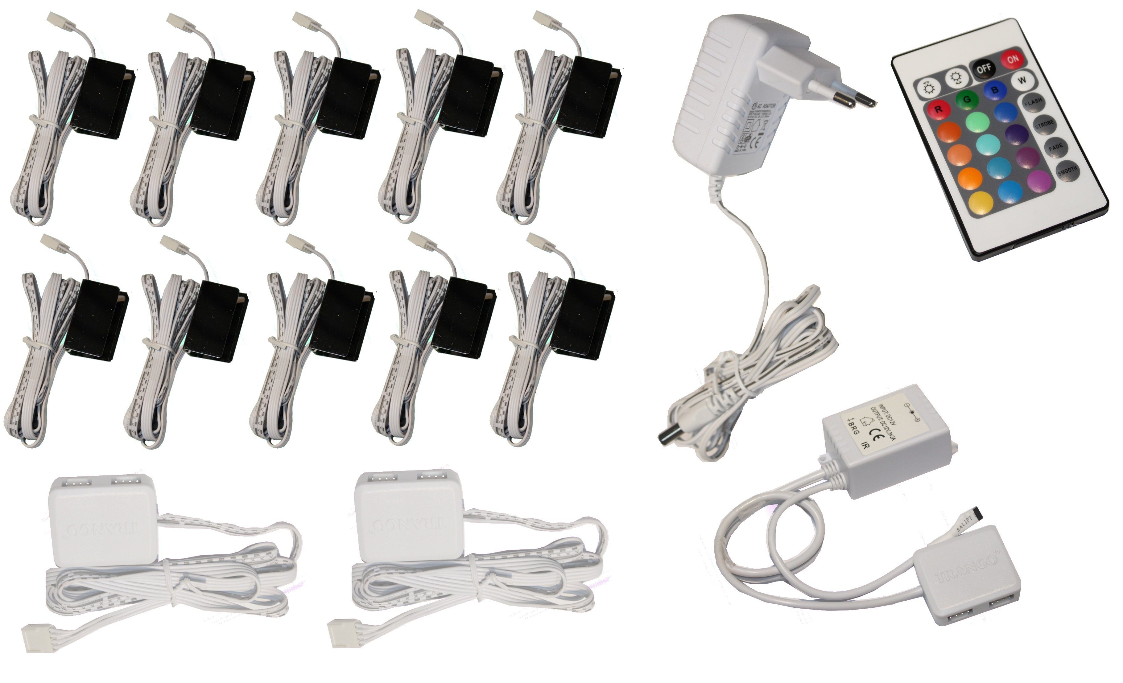 TRANGO LED Glaskantenbeleuchtung, 10er Set RGB günstig online kaufen