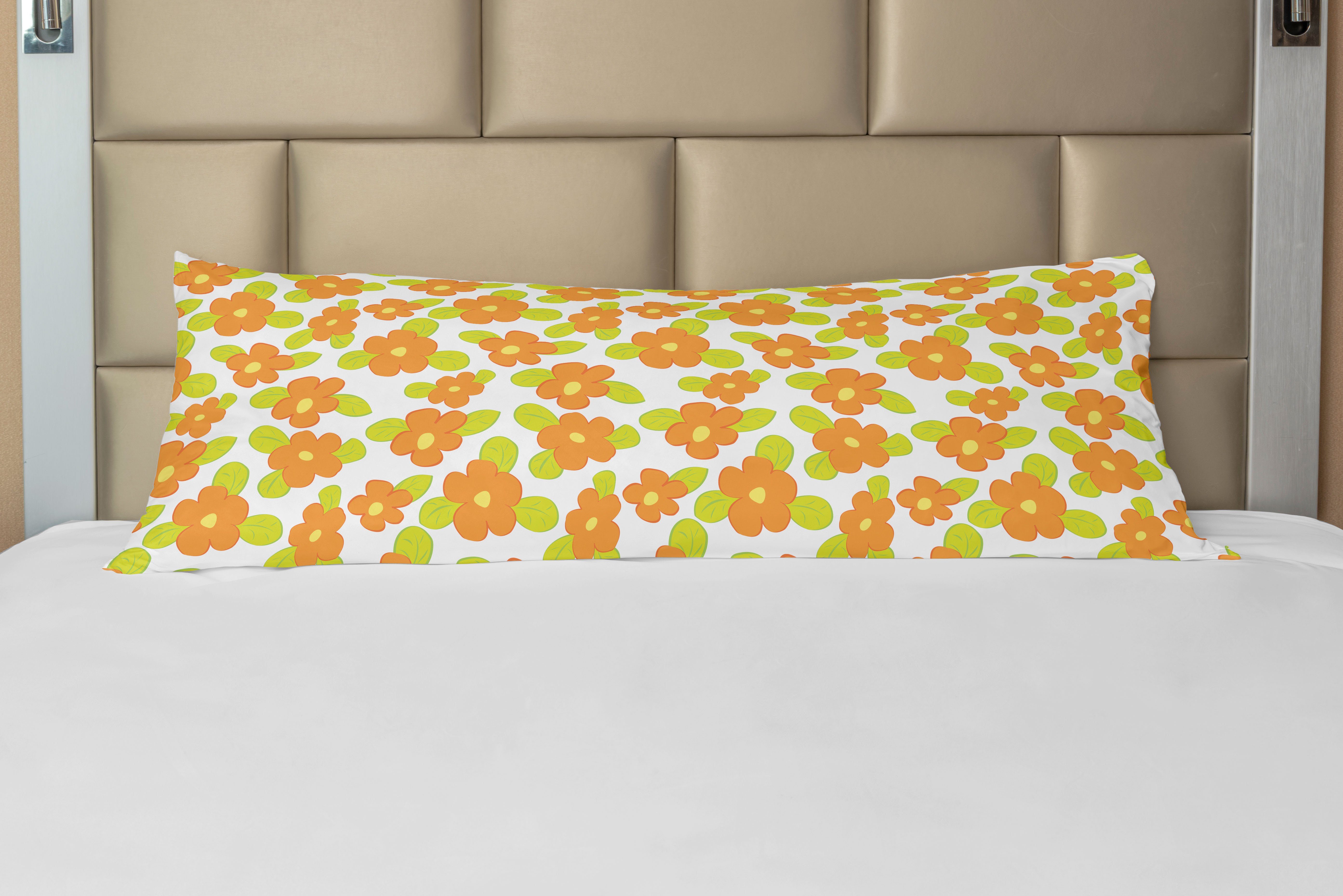 Seitenschläferkissenbezug Deko-Akzent Langer Kissenbezug, Abakuhaus, Orange Kind-Mädchen-Doodle Floral