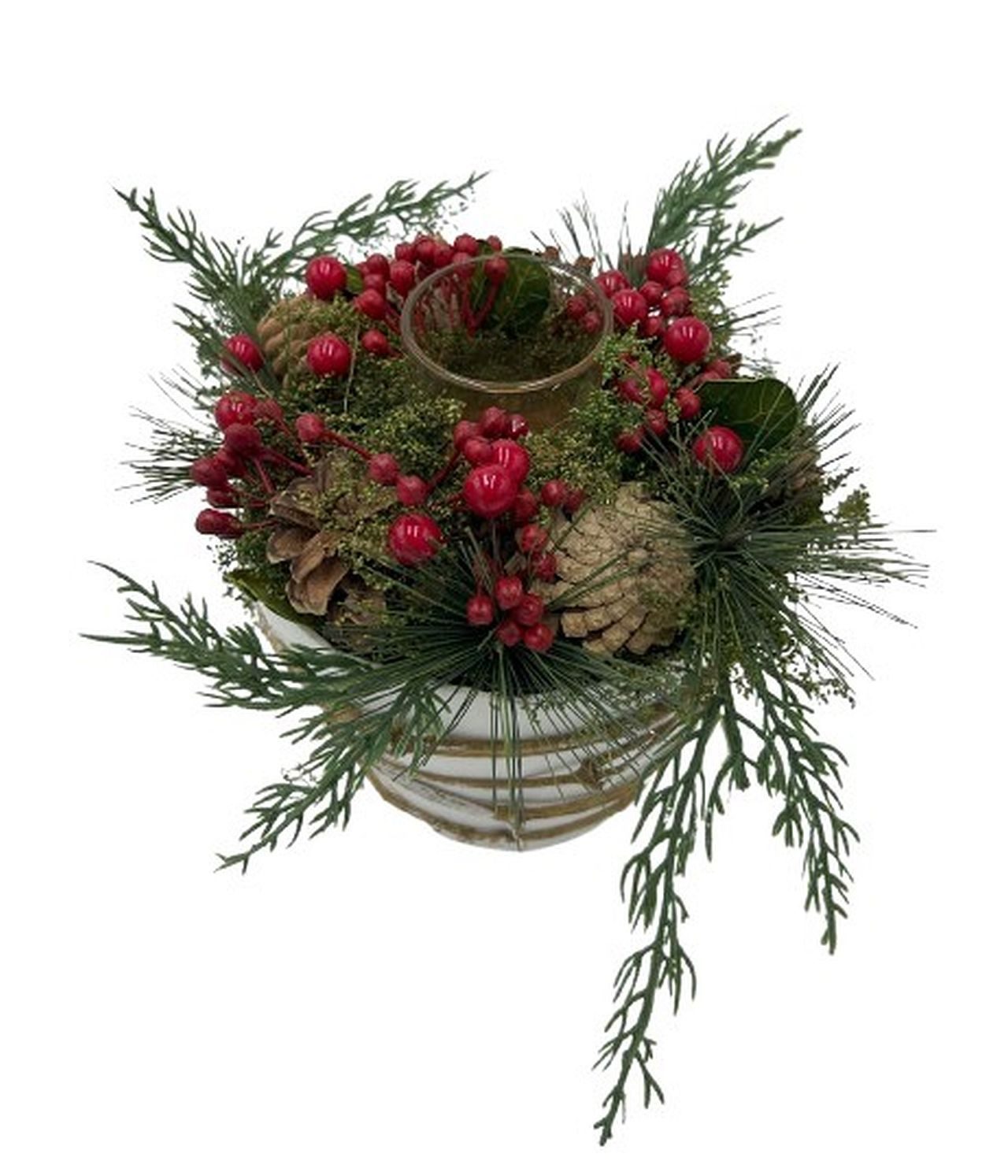 Small-Preis Adventskranz Adventsgesteck mit Zapfen & Beeren – Kranz oder Einzel mit Teelicht