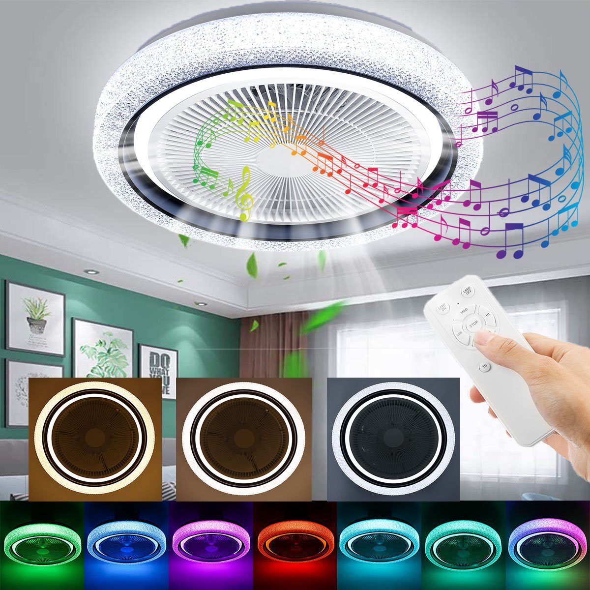 LETGOSPT Deckenleuchte Deckenventilator mit Lampe, 50W günstig online kaufen