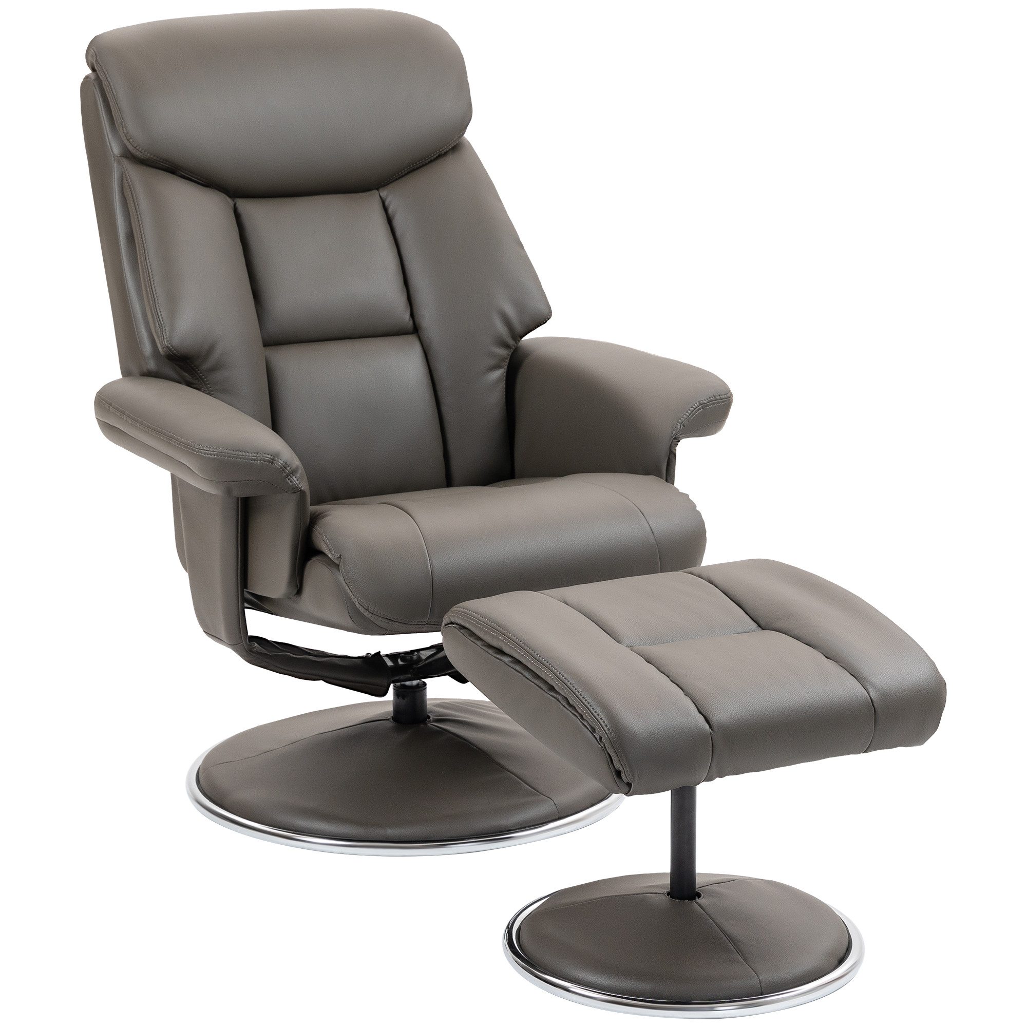 Relaxsessel mit Hocker, verstellbare Rückenlehne, Kunstlede
