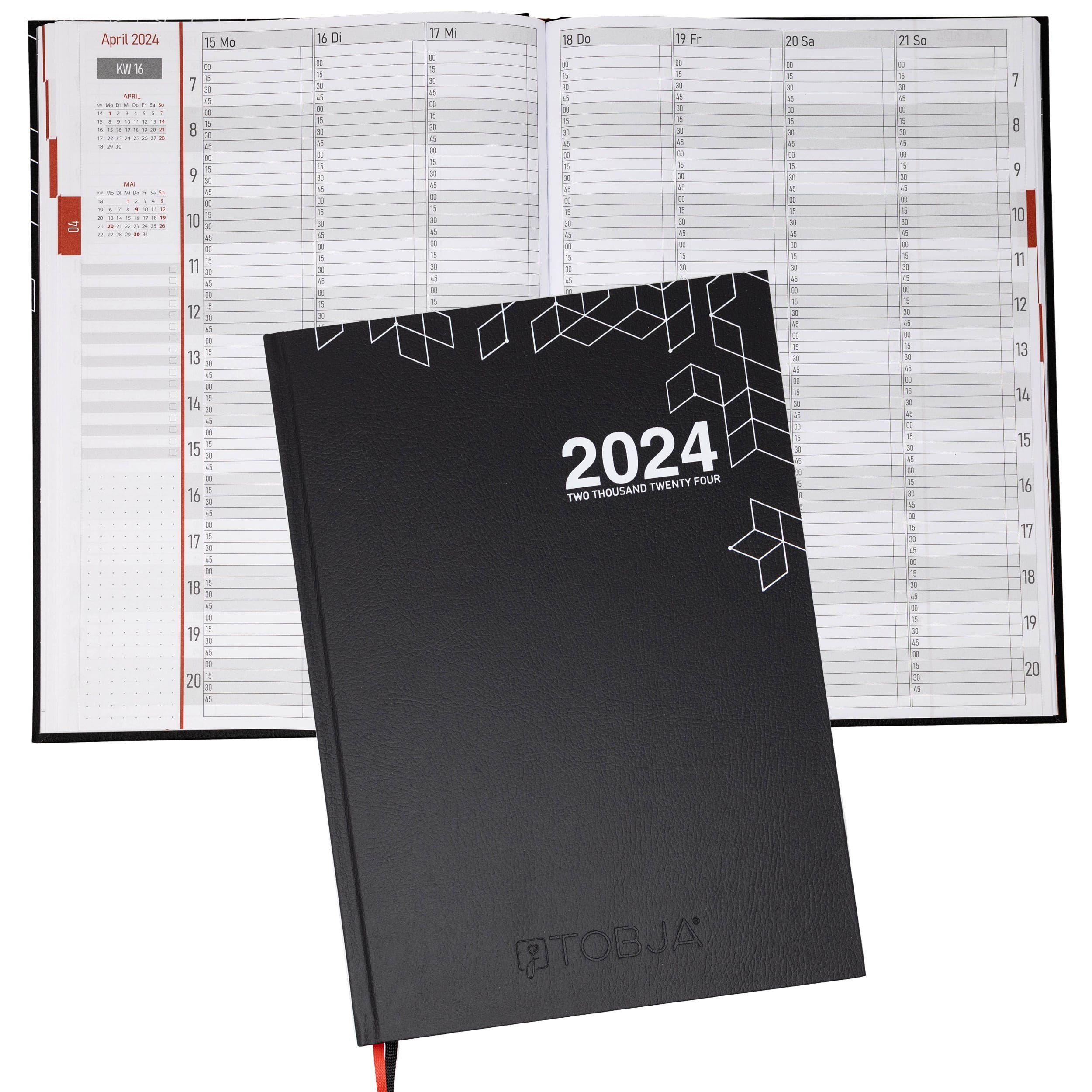 TOBJA Wandkalender Praxisplaner 2024 Reservierungsbuch Buchungsbuch A4 Softtouch Hardcove, Buchkalender 2024 A4 Kalender Salonplaner