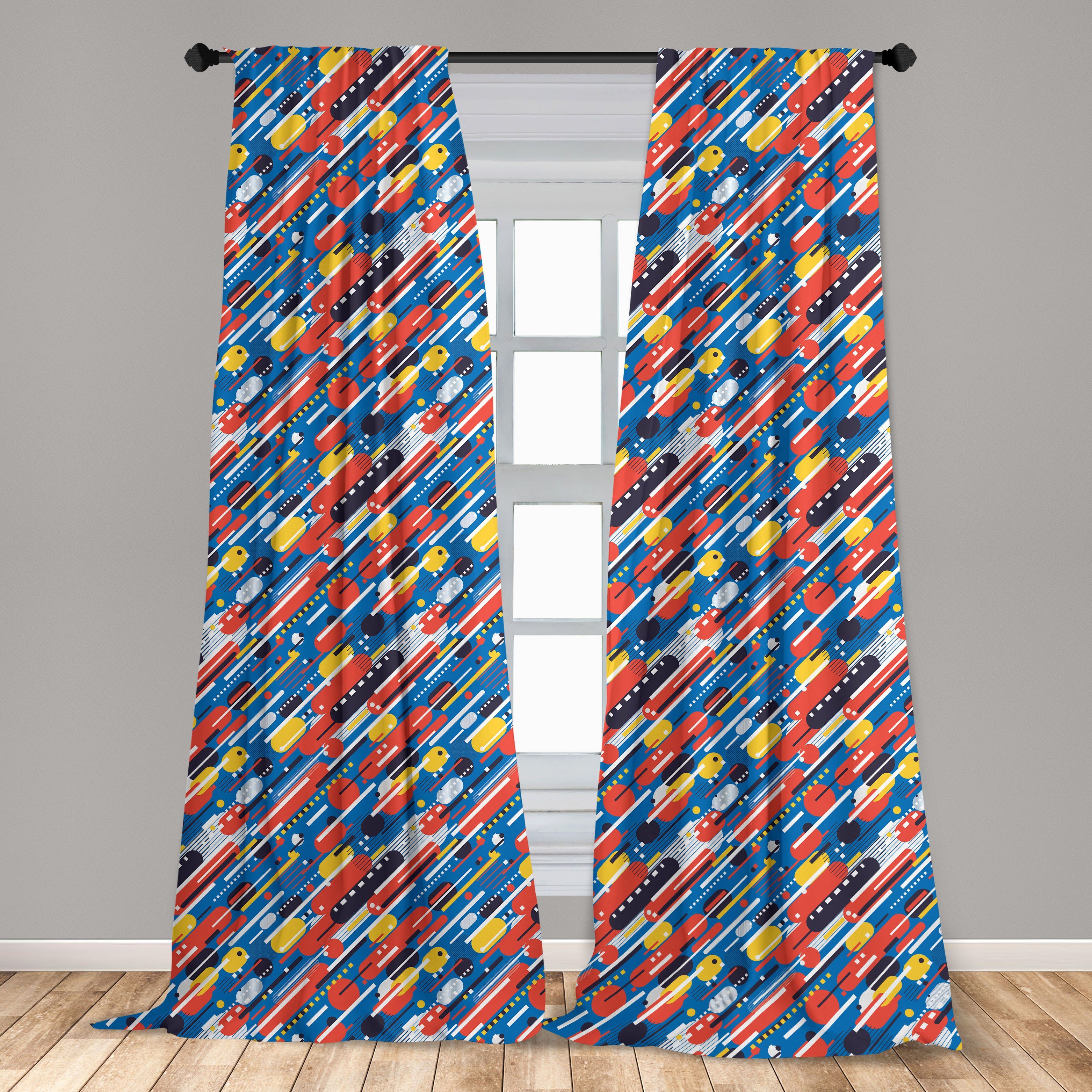 Gardine Vorhang für Diagonal Dekor, Entwurf Shapes Microfaser, Abakuhaus, Wohnzimmer Schlafzimmer Bunt