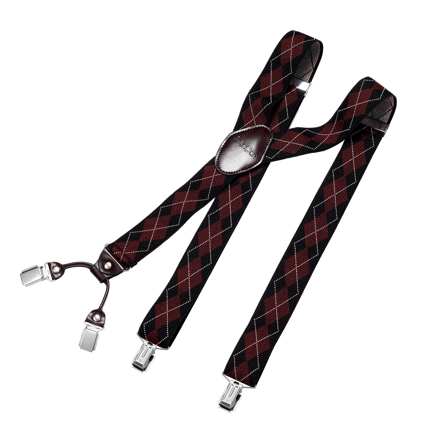 DonDon Hosenträger »für Herren 3,5 cm breit 4 Clips mit braunem Leder«  (1-St) Y-Form, verstellbar mit Clipverschluß, elastisch online kaufen | OTTO