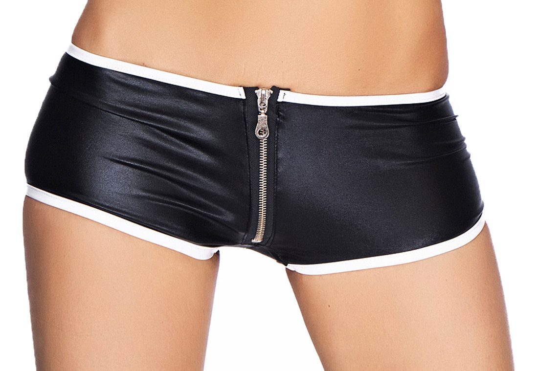 7Heaven Hotpants Damen Dessous Panty schwarz weiß aus wetlook Material dehn günstig online kaufen