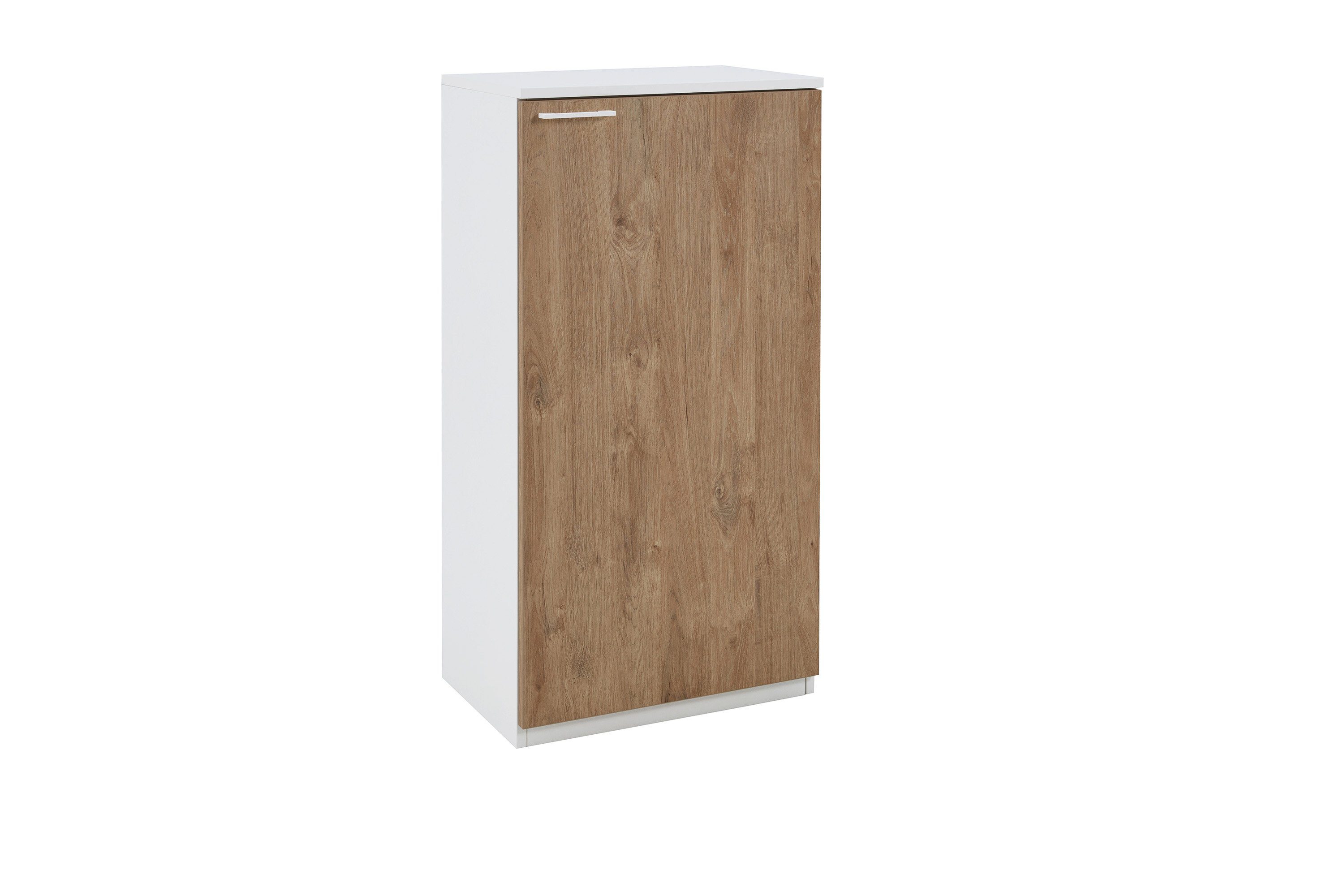 boho office® Aktenschrank be.smart 60 cm breit Tür rechts in weiß, Front in Eiche mit weißem Griff
