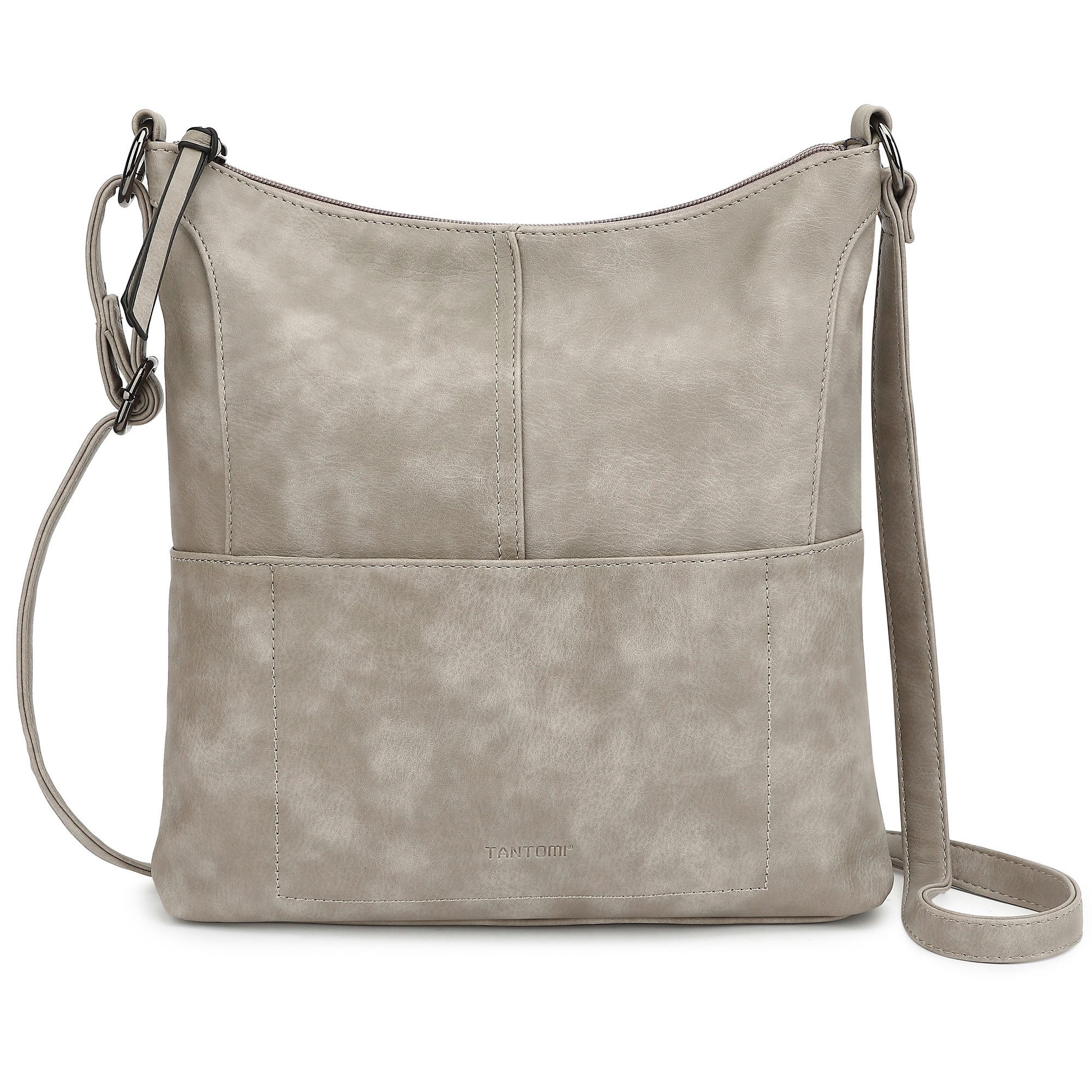TAN.TOMI Schultertasche Handtasche Damen Shopper Tasche Crossbody Bag Freizeit leicht, PU Leder shopper mit Reißverschluss für College Arbeit Einkauf