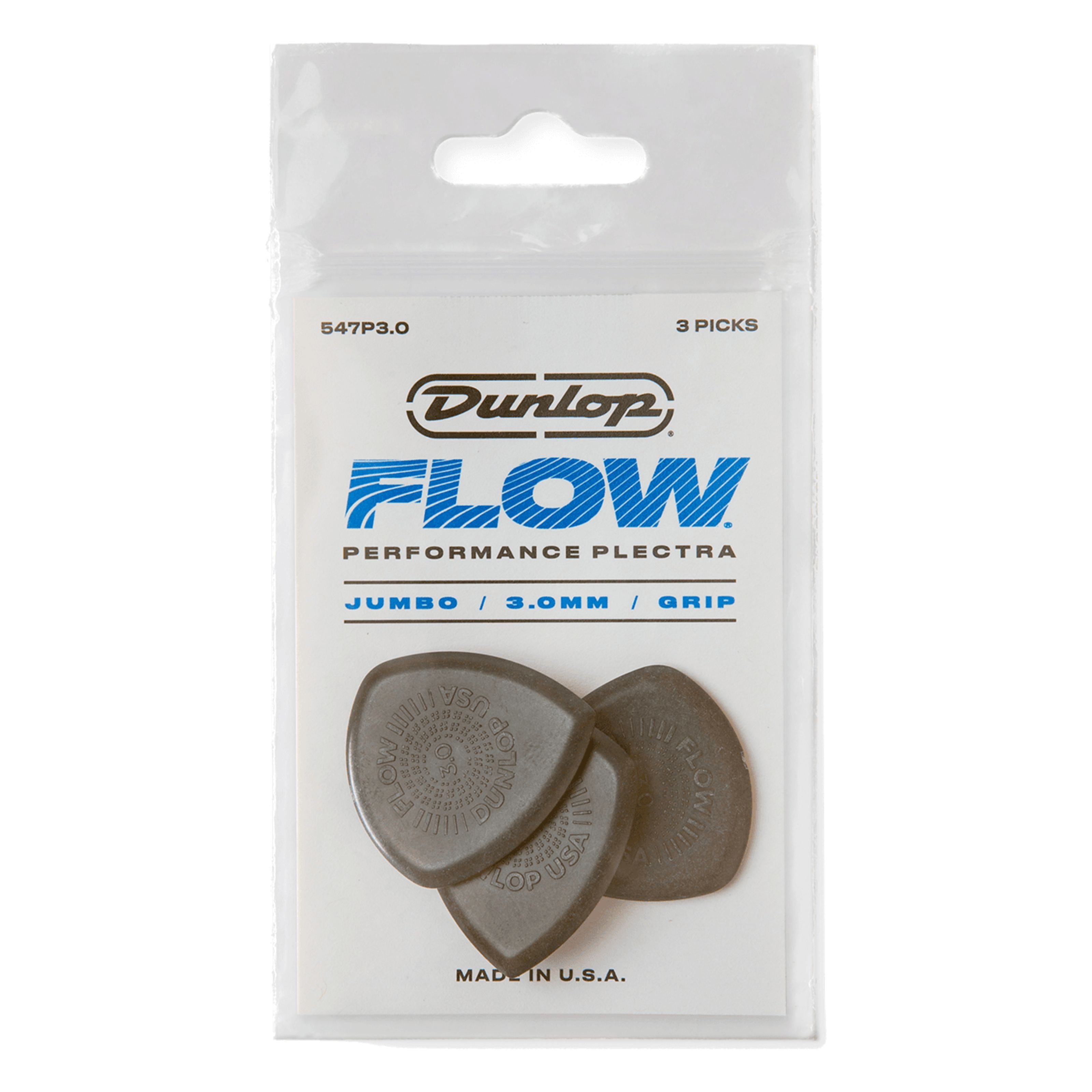 Dunlop Plektrum, 547P3.0 Flow Jumbo Grip Picks 3,00 mm - Plektren Set