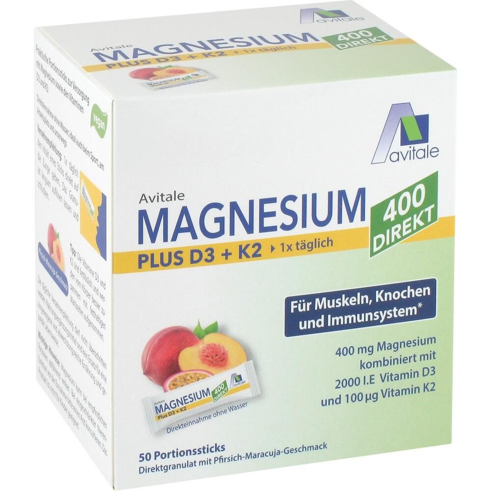 Avitale GmbH MAGNESIUM 400+D3+K2 direkt Pfir.Maracu.Gra.Sticks Sticks, 125 g
