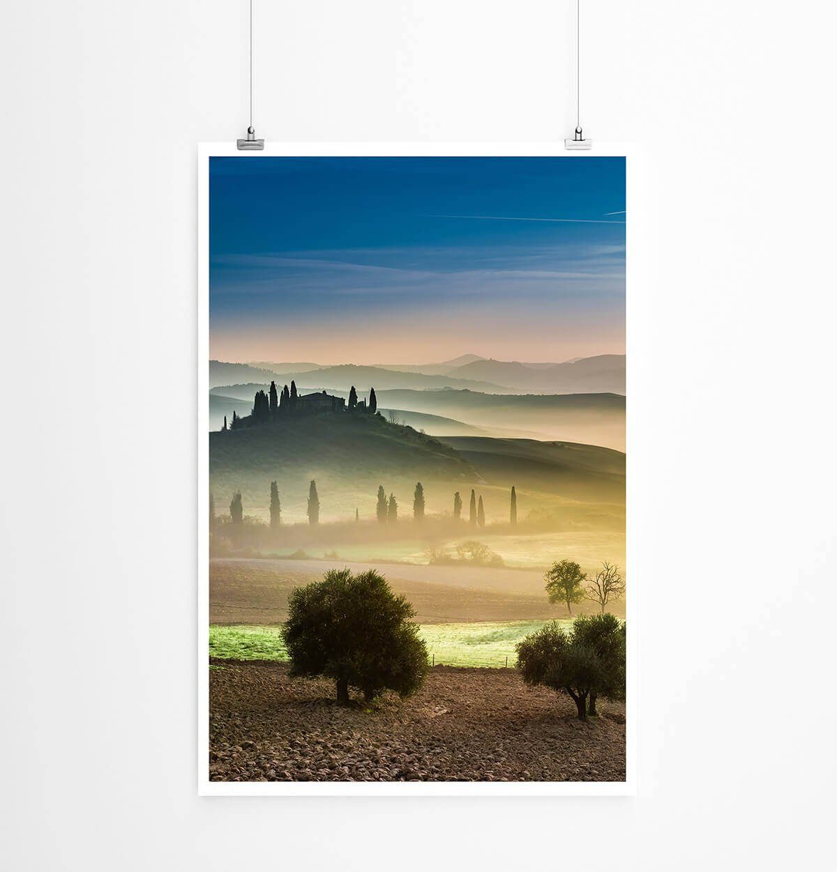 Sinus Art Poster Landschaftsfotografie 60x90cm Poster Gold grüne Felder der Toskana