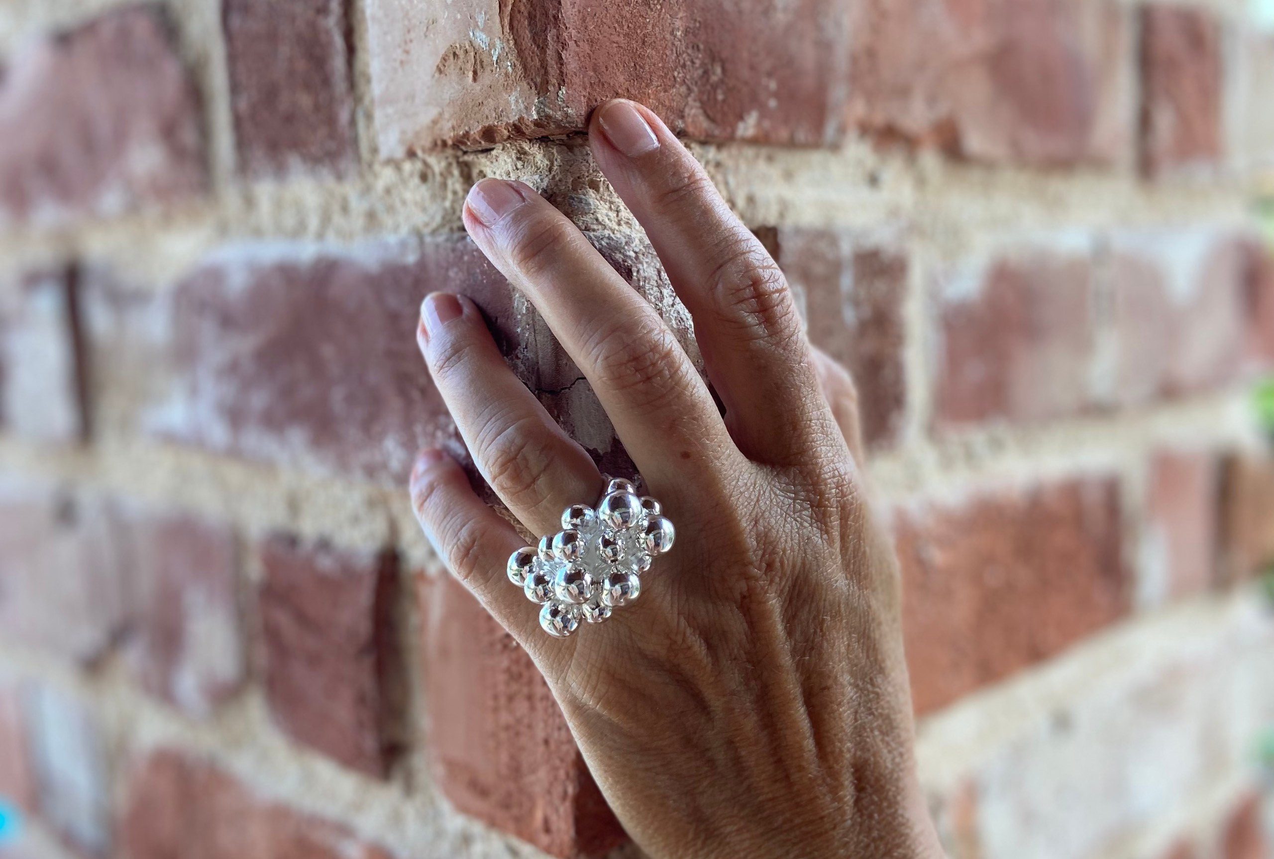 SILBERMOOS Silberring Extravaganter Designring mit beweglichen Kugeln, 925 Sterling Silber