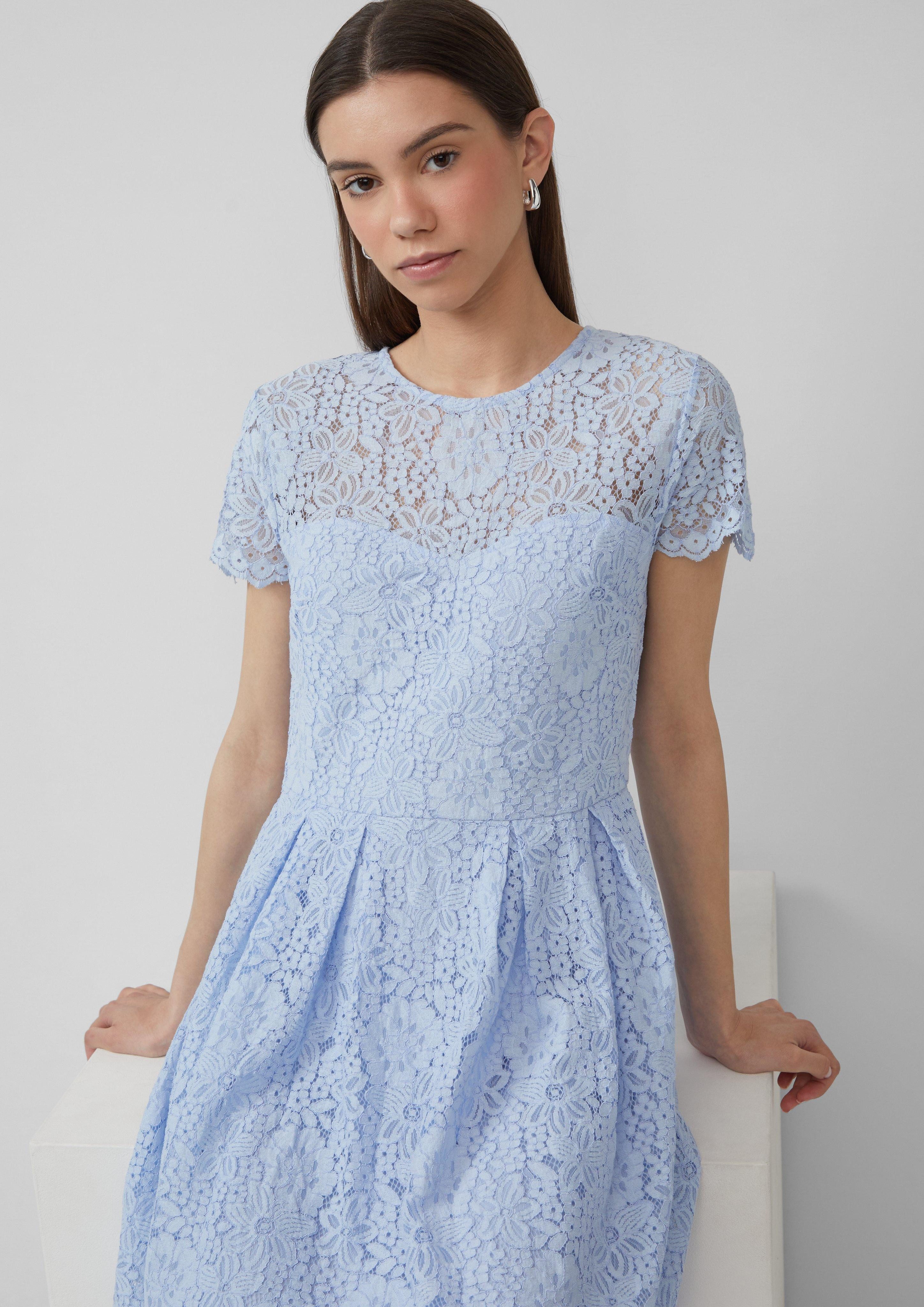 QS Minikleid Tailliertes Spitzenkleid Bogenkante günstig online kaufen