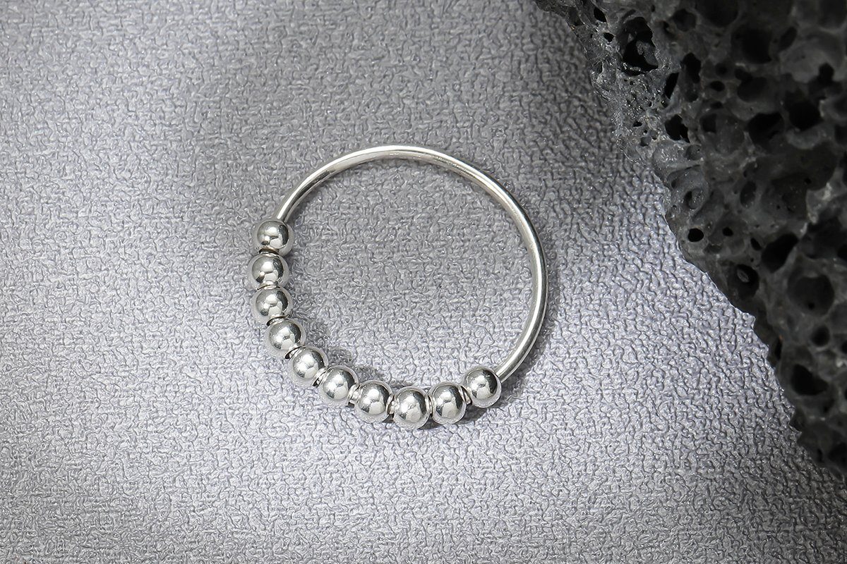 Silber Ring, Axiety Angst Kügelchen Stress Stress Perlen, Silberring Spinner Anti Ring 925 Ring Eyecatcher Anti Ring, Sterling