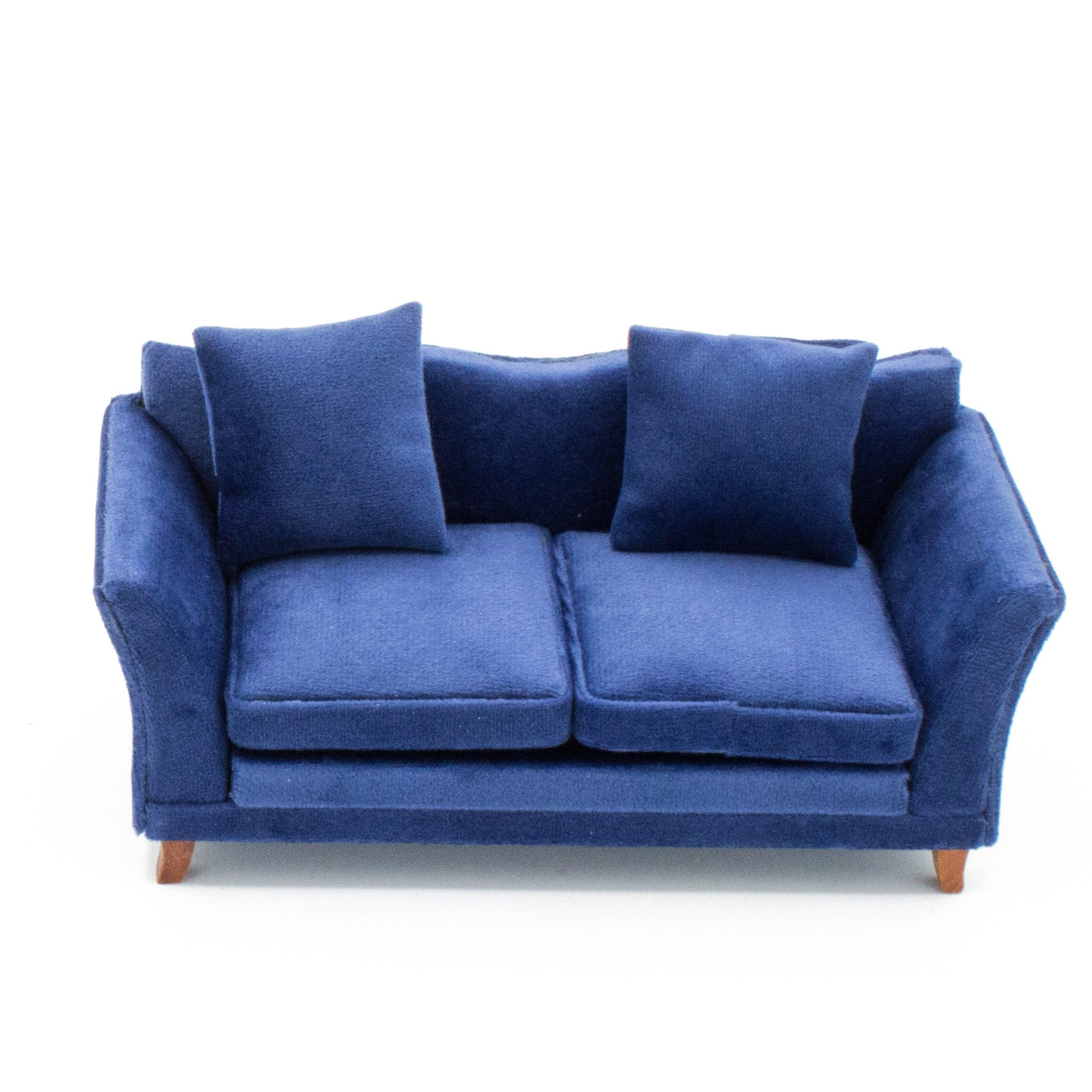 Streets Ahead Dollshouse Puppenhausmöbel Puppenhaus Sofa blau Samt Streets Ahead Dollshouse