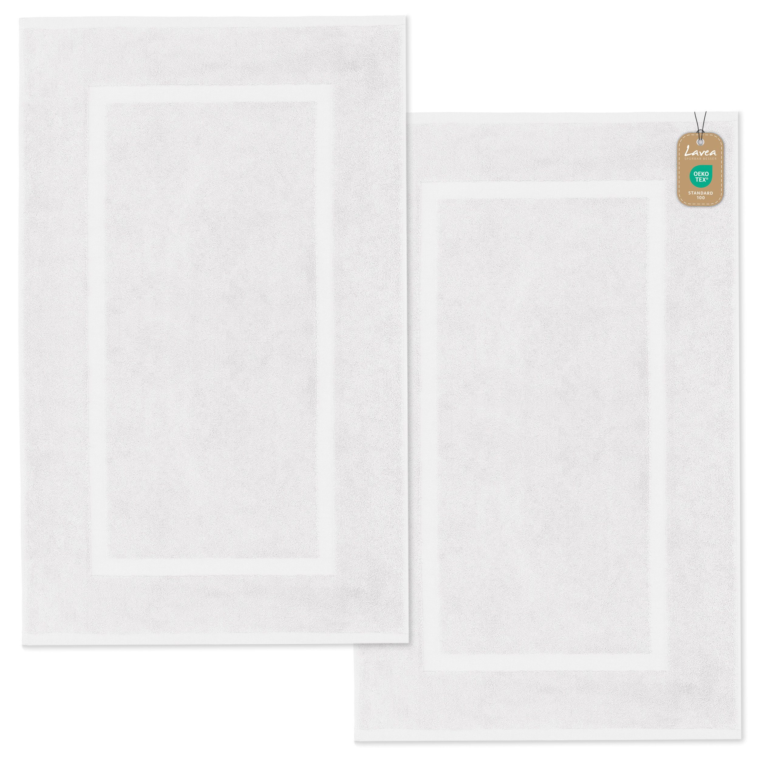 Lavea Badematte 2er Set Badeteppiche Elena Frottee 50x80 cm Badvorleger, 100% Baumwolle, 500 g/m² Frottier, weich & saugstark, pflegeleicht