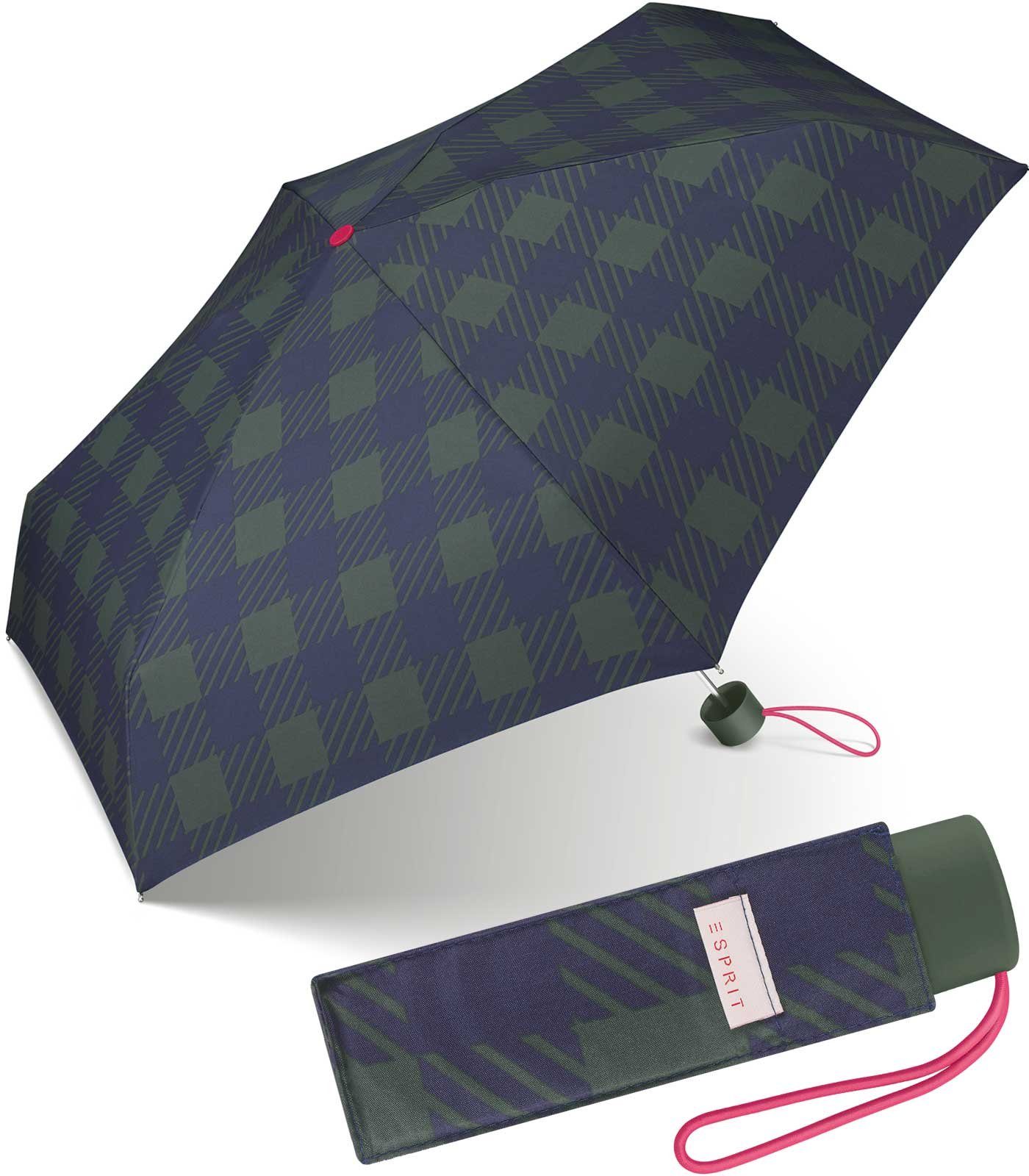 Esprit Taschenregenschirm kleiner, handlicher Schirm für Damen, klassisches Design in modischen Farben grün