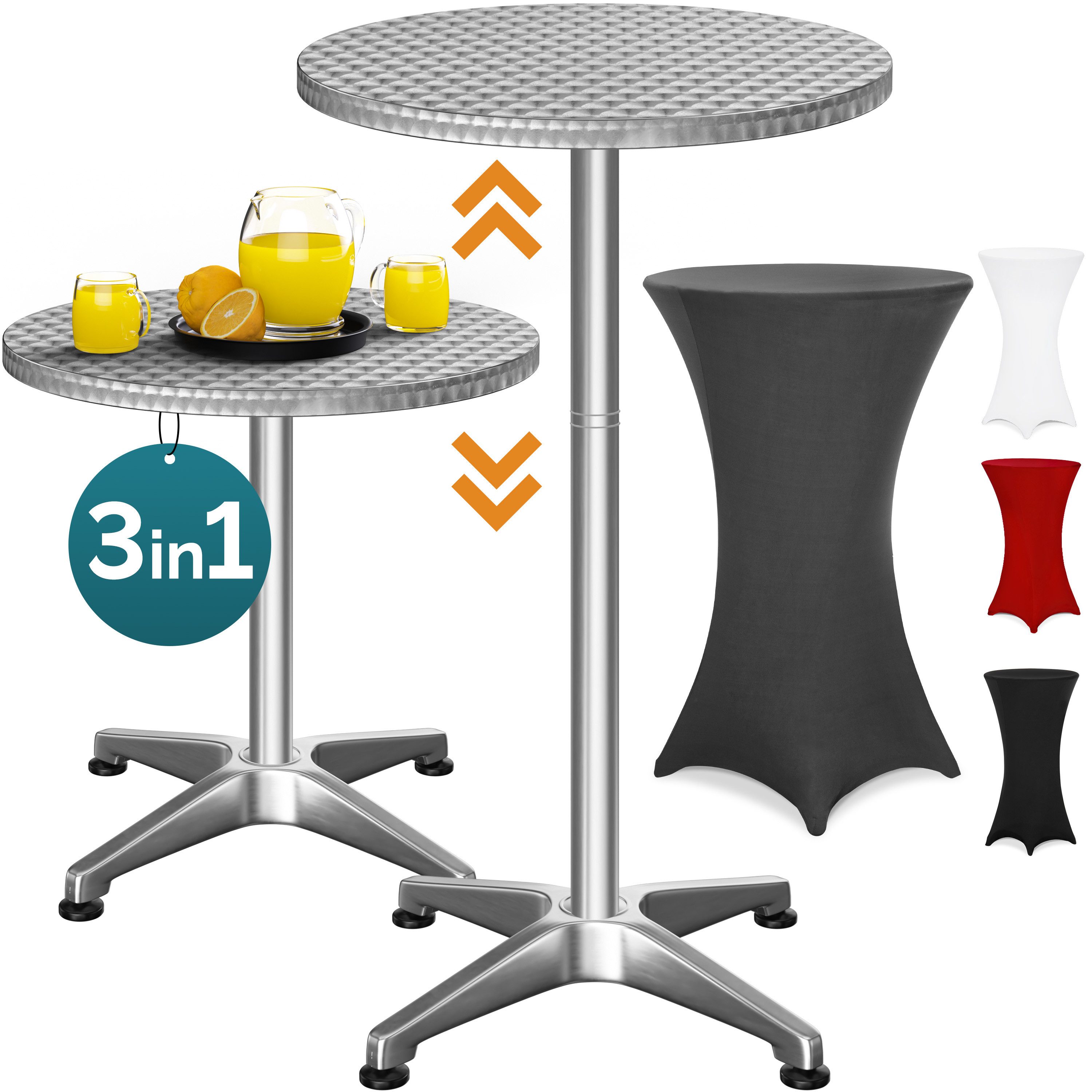 Casaria Stehtisch, mit Husse Stabil Höhenverstellbar Hoch Alu Rund Ø 60cm W günstig online kaufen