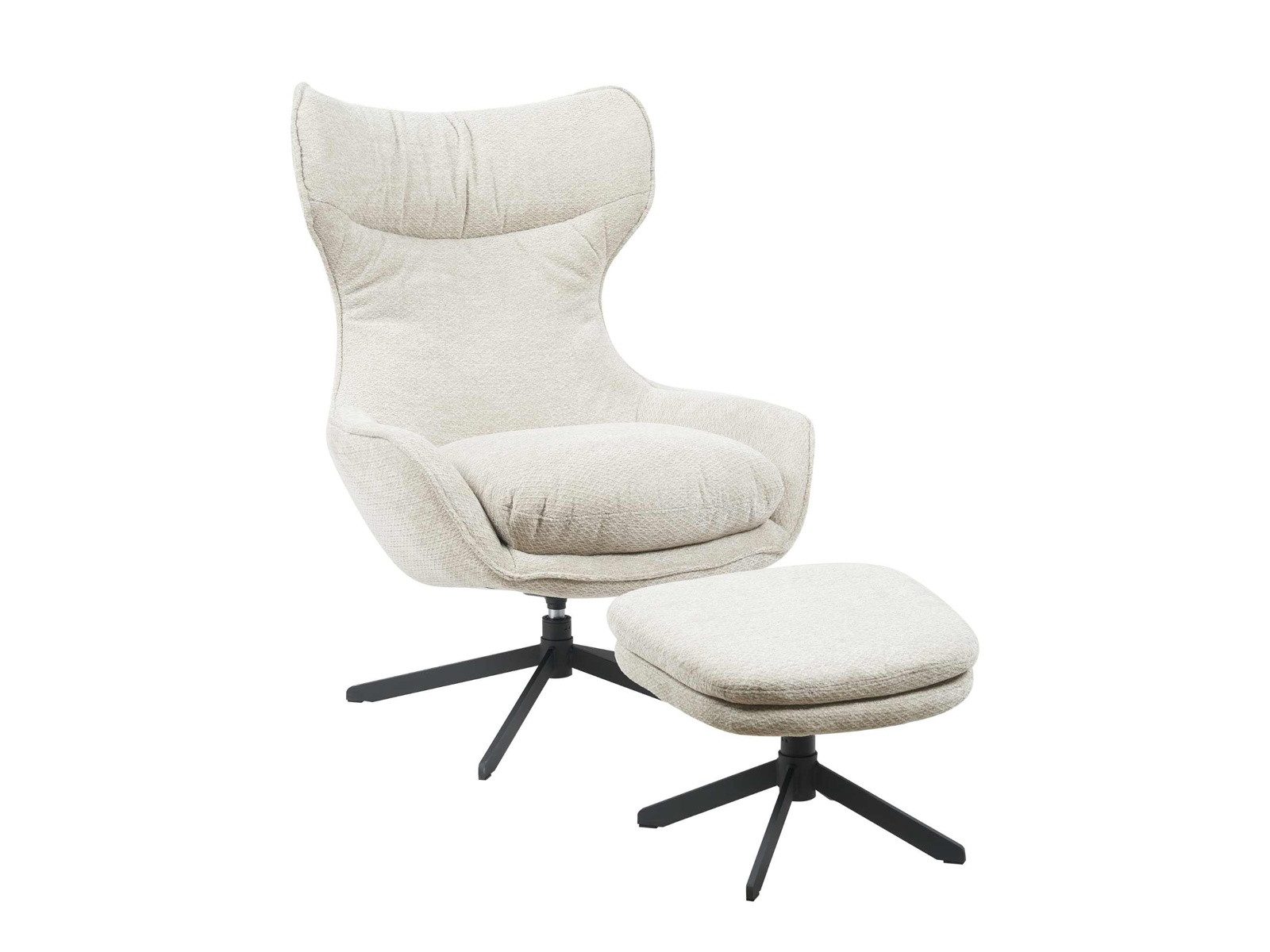 Villa Möbel Sessel Olivia (Packung, 1-St., 1 St. Sessel), in Taupe mit Drehfunktion, Hocker und stabilem Metallgestell.
