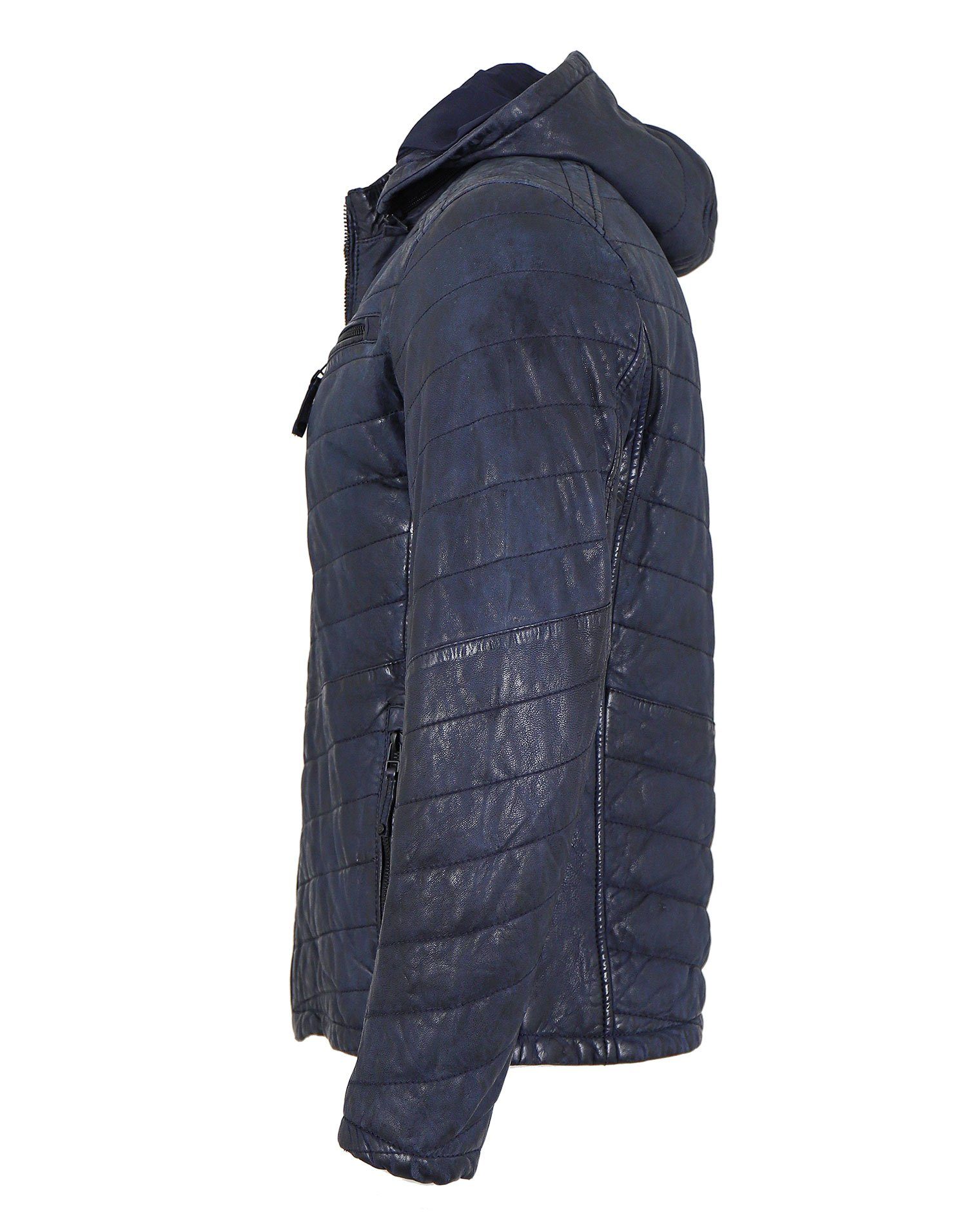 Jilani Lederjacke Simon-2 #KJ Jilani - Herren Lederjacke Steppjacke Lammnubuk dunkelblau antik