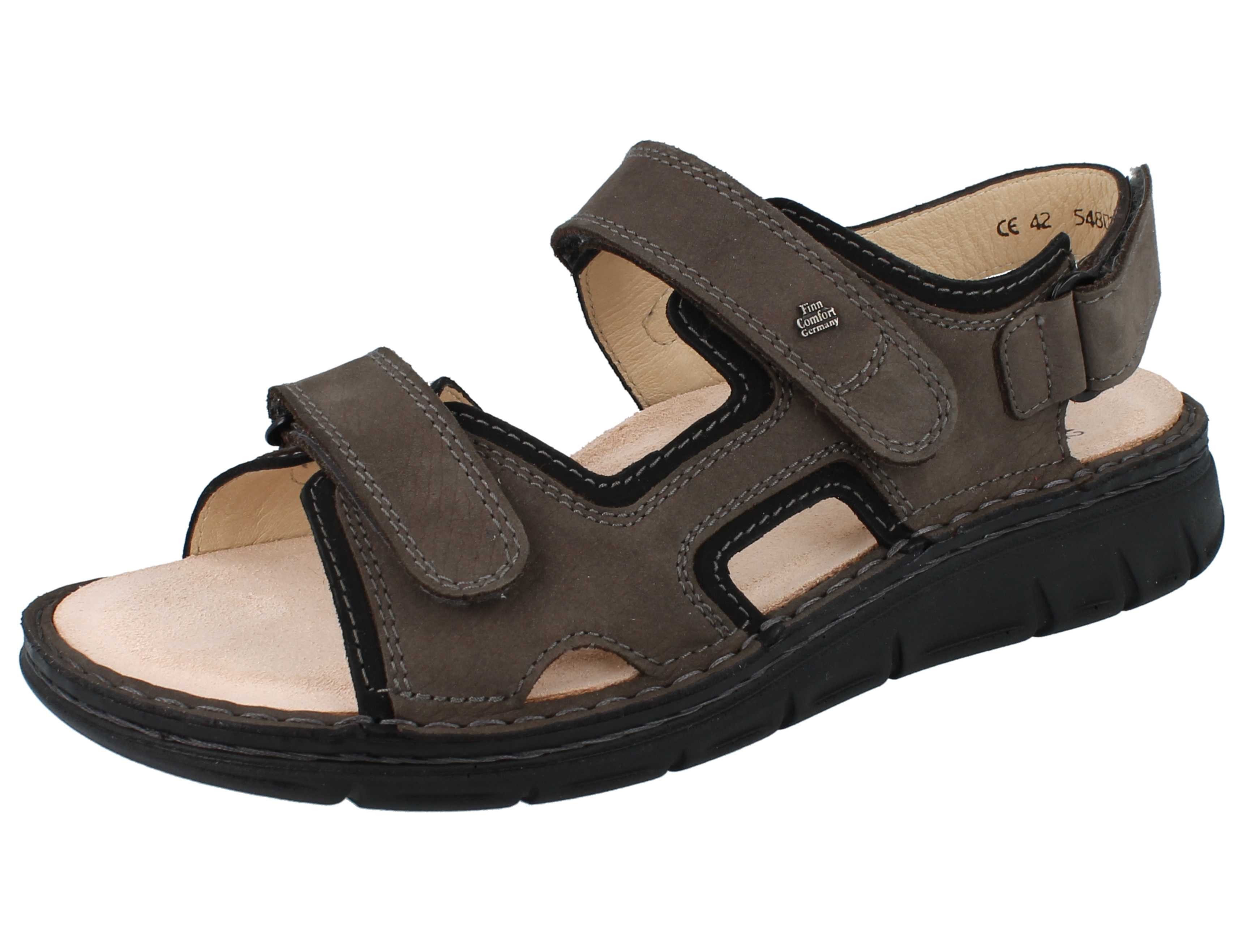 Finn Comfort FINN COMFORT Wanaka Soft Herren Sandale grau Nubukleder - Größe: 45 Sandale Wechselfußbett