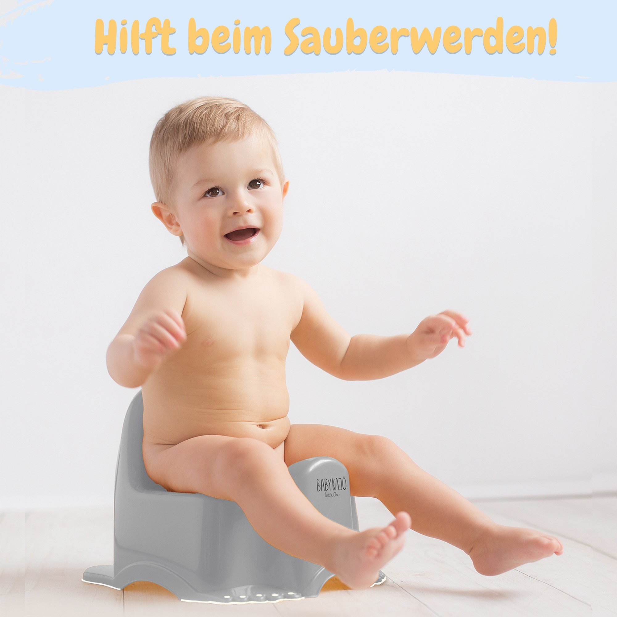 Badesitz Baby Gestell Töpfchen mit grau WC + Babybadewanne, + Badewanne 7-tlg), (Teile, Hocker + Eule + Trainer Babykajo