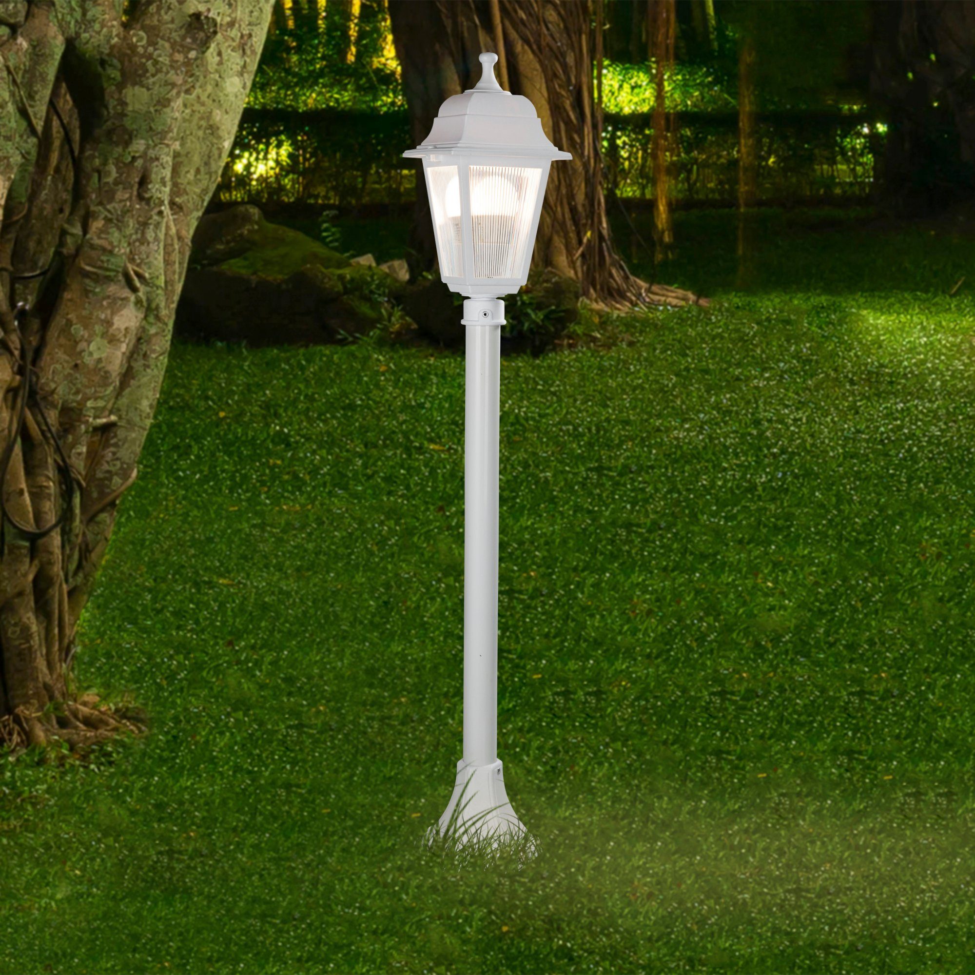 E27 Leuchtmittel, lux.pro Weiß 1 x Gartenlaterne Außen-Stehlampe, »Keighley« Außenlampe ohne