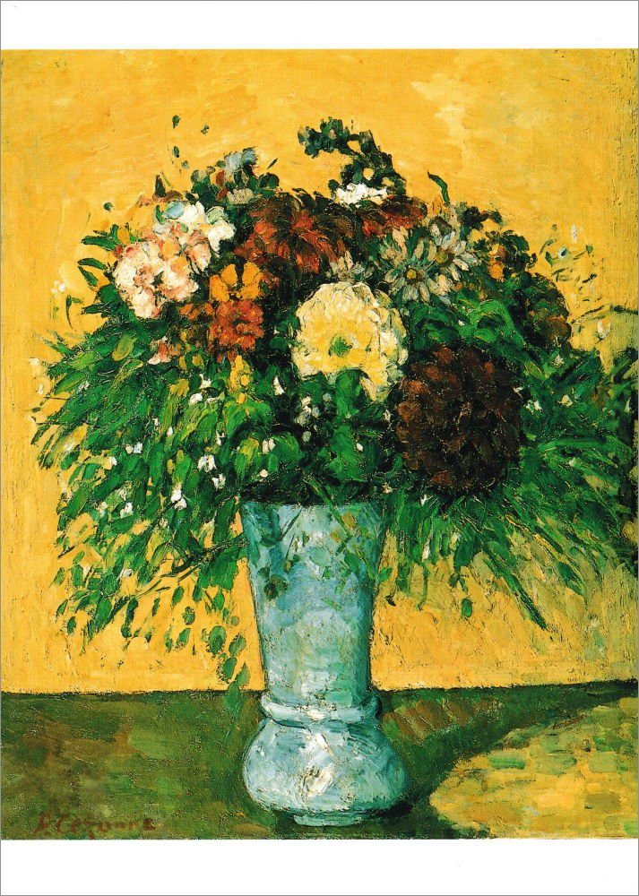Paul Vase" Kunstkarte Cézanne Postkarte in blauer "Blumenstrauß