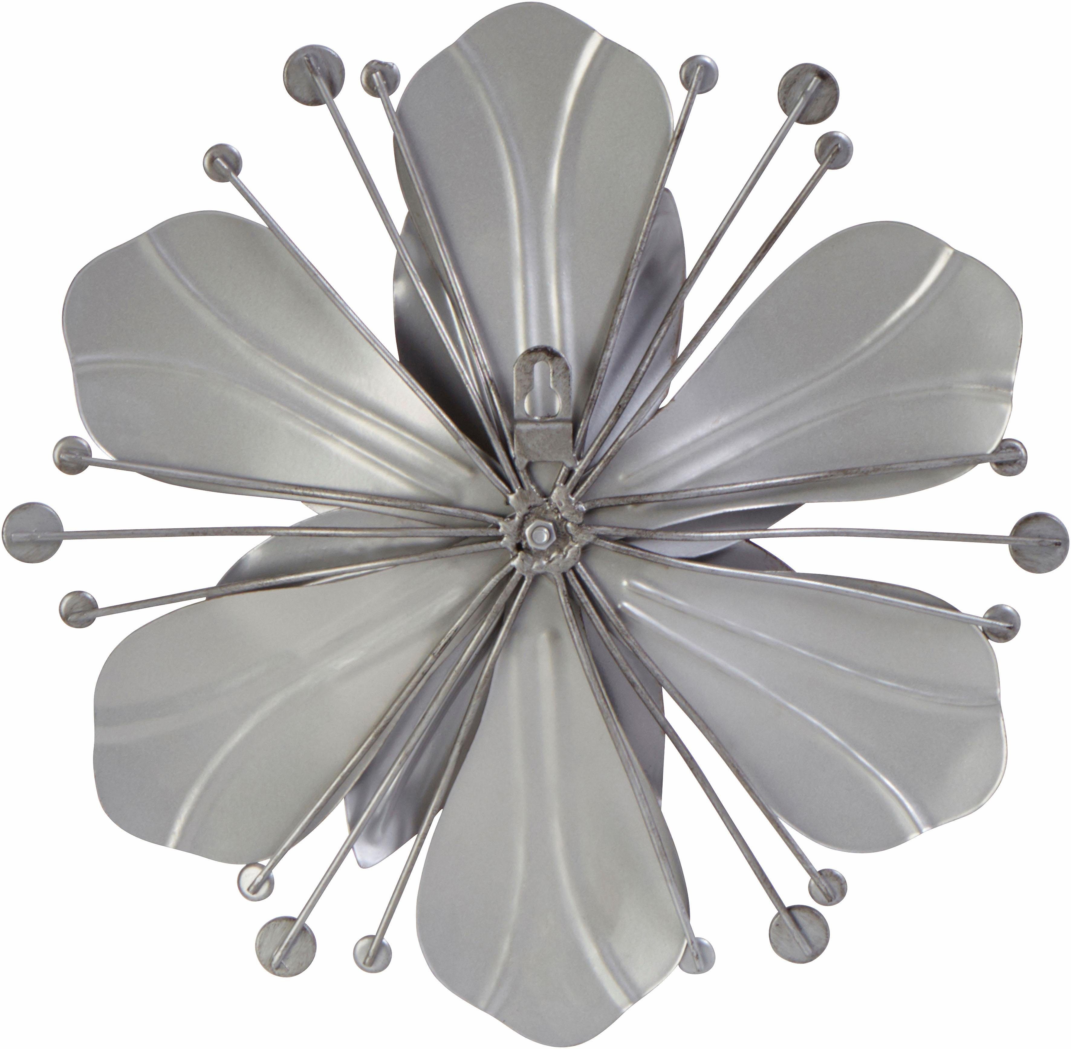 Home affaire Wanddekoobjekt Blume (2er-Set), Metall, Verzierung Wanddeko, mit Perlmutt aus