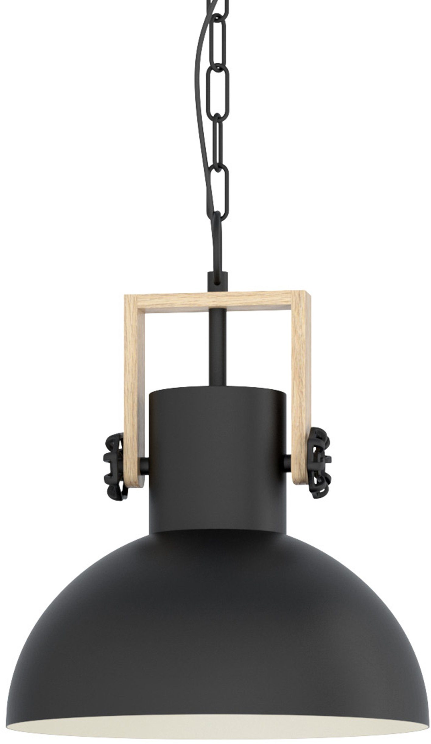 EGLO Hängeleuchte LUBENHAM Hängelampe,Vintage, Stahl und Holz, IP20, Pendellampe, Lampe, ohne Leuchtmittel, Pendelleuchte, Esszimmer, H110 x Ø30 cm, schwarz, braun, 1X28W exkl.