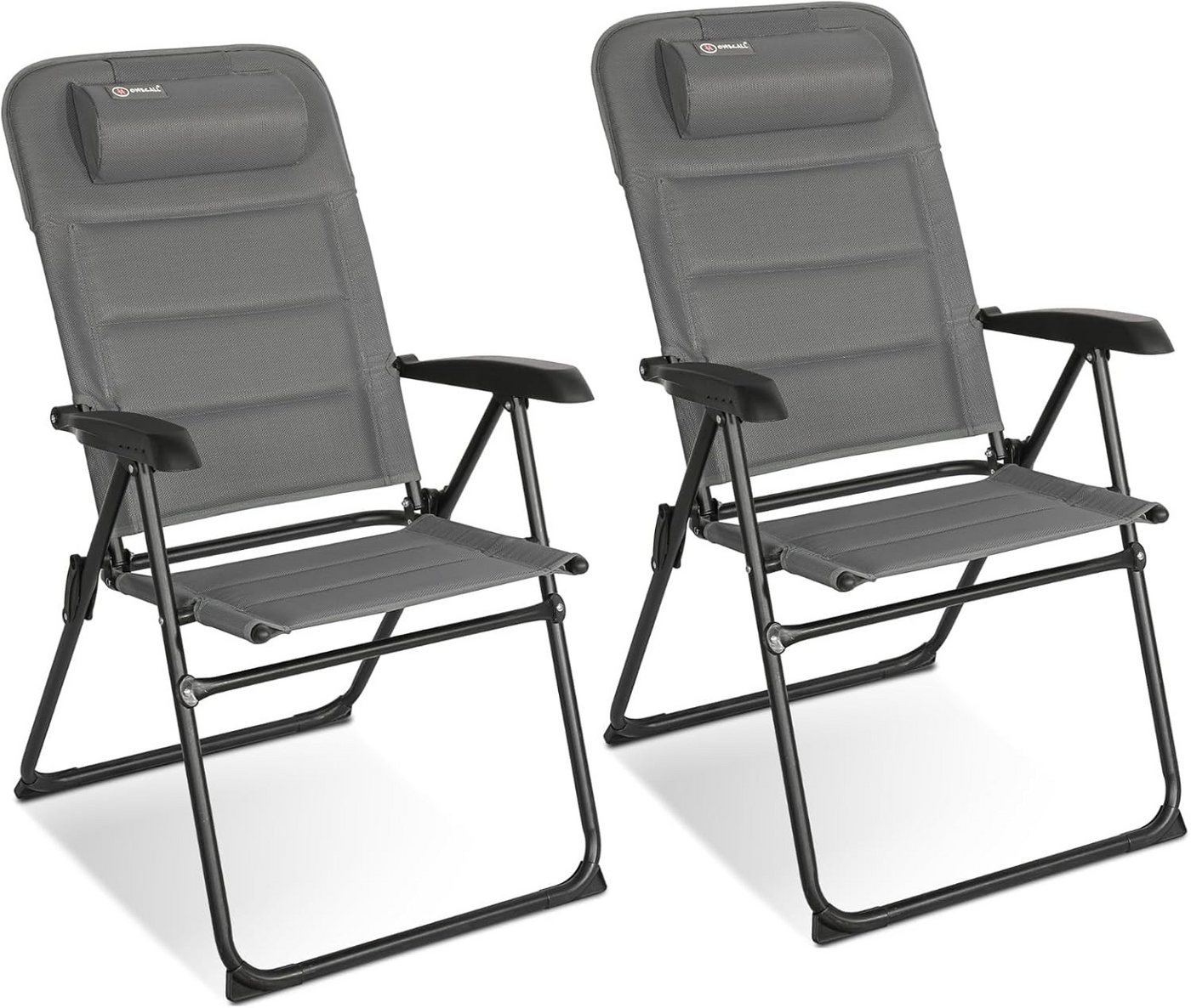 HOMECALL Campingstuhl Gartenstuhl Anglerstuhl Faltsessel Klappstuhl für Wohnwagen Outdoors (Textilene gepolstert mit Quick-Dry-Schaum, 2 St), 5 fach Verstellbarer Rückenlehne, Hochlehner, bis 150 kg
