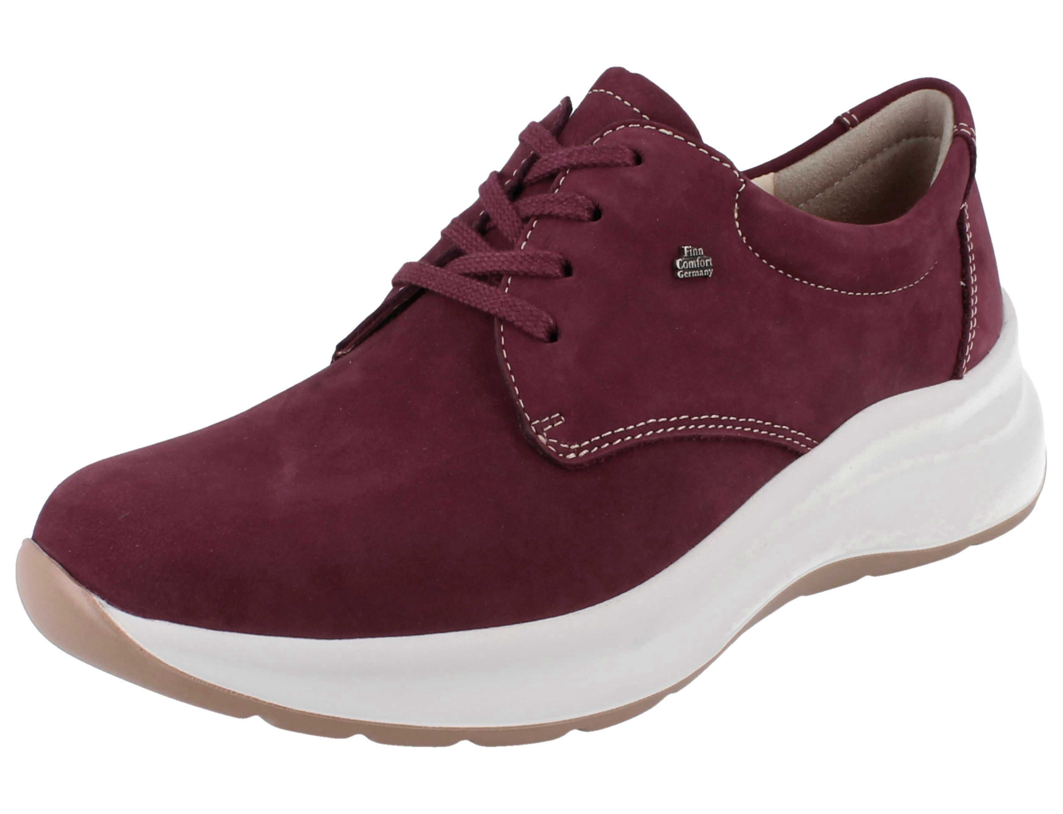Finn Comfort FINN COMFORT Gandia Damen Halbschuhe beerenfarben Nubukleder - Größe: Schnürschuh Wechselfußbett