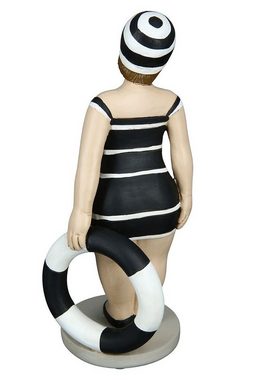 GILDE Dekoobjekt 4tlg. Poly Figur "Becky" schwarz/weiß mit Ring, stehend auf Base