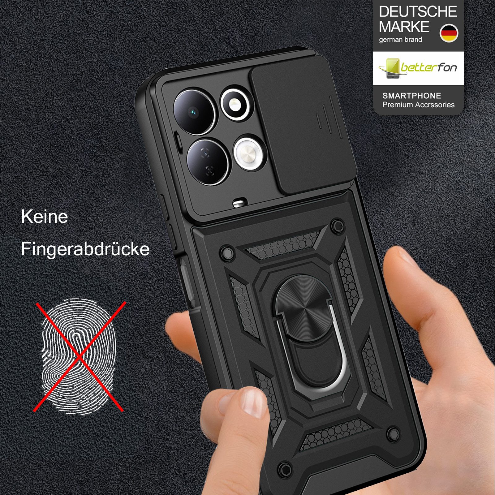 betterfon Handyhülle für Xiaomi Modelle Hülle mit Kameraschutz Ringhalter, Outdoorhülle mit Smartstand Kameraschutz und Silikonkern – Bild 3 von 5