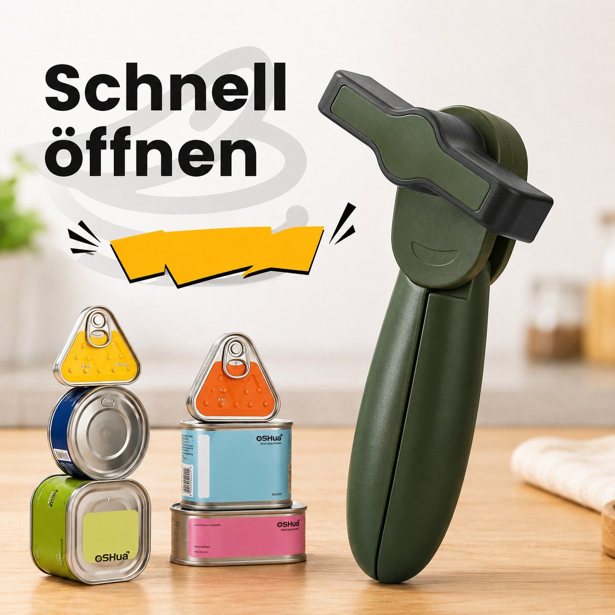 Forrlite Dosenöffner Multifunktionaler manueller Dosenöffner, kompakter, ergonomischer Dosen- und Flaschenöffner mit rutschfestem Griff